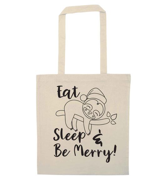Merry Slothmas natural tote bag