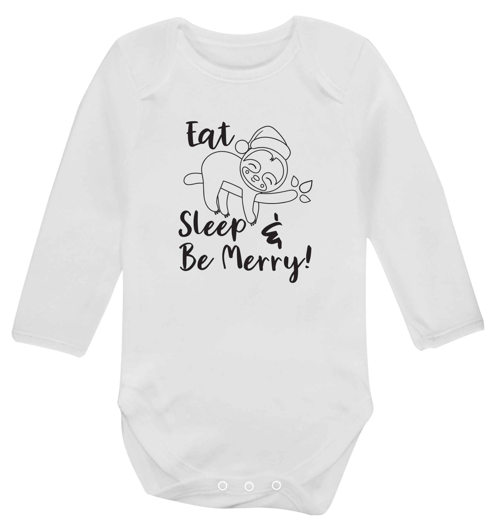 Merry Slothmas baby vest long sleeved white 6-12 months