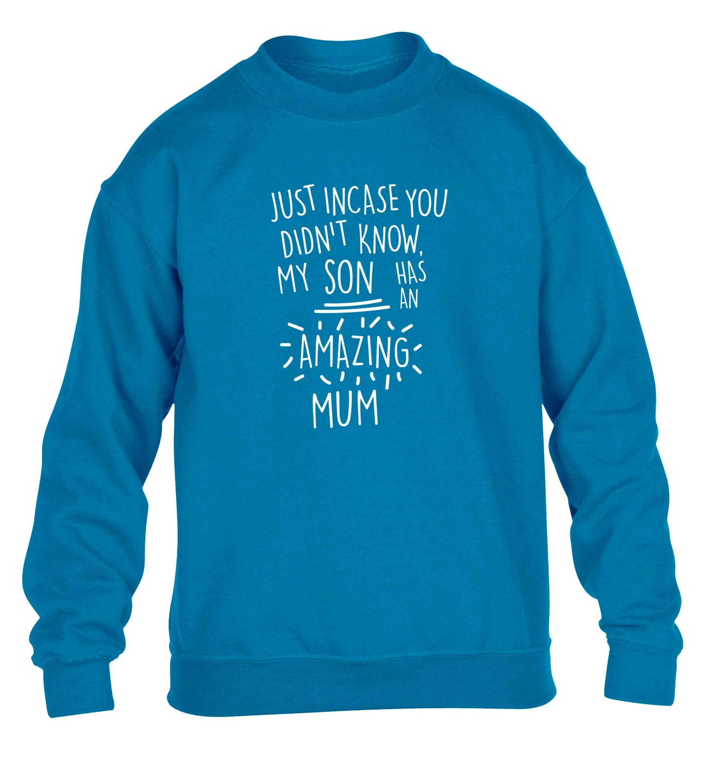Just incase you didn't know my son has an amazing mum children's blue sweater 12-13 Years