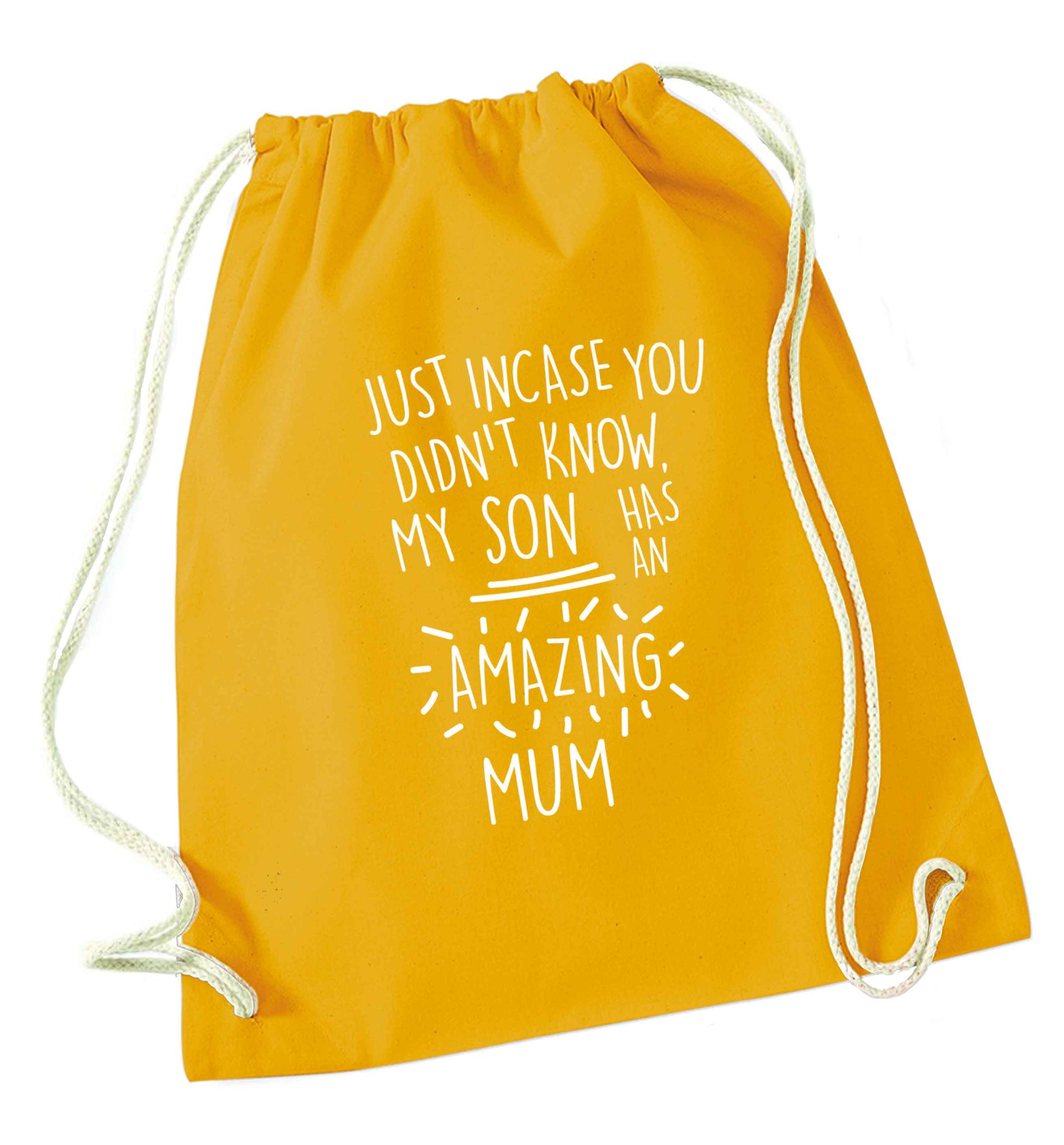 Just incase you didn't know my son has an amazing mum mustard drawstring bag