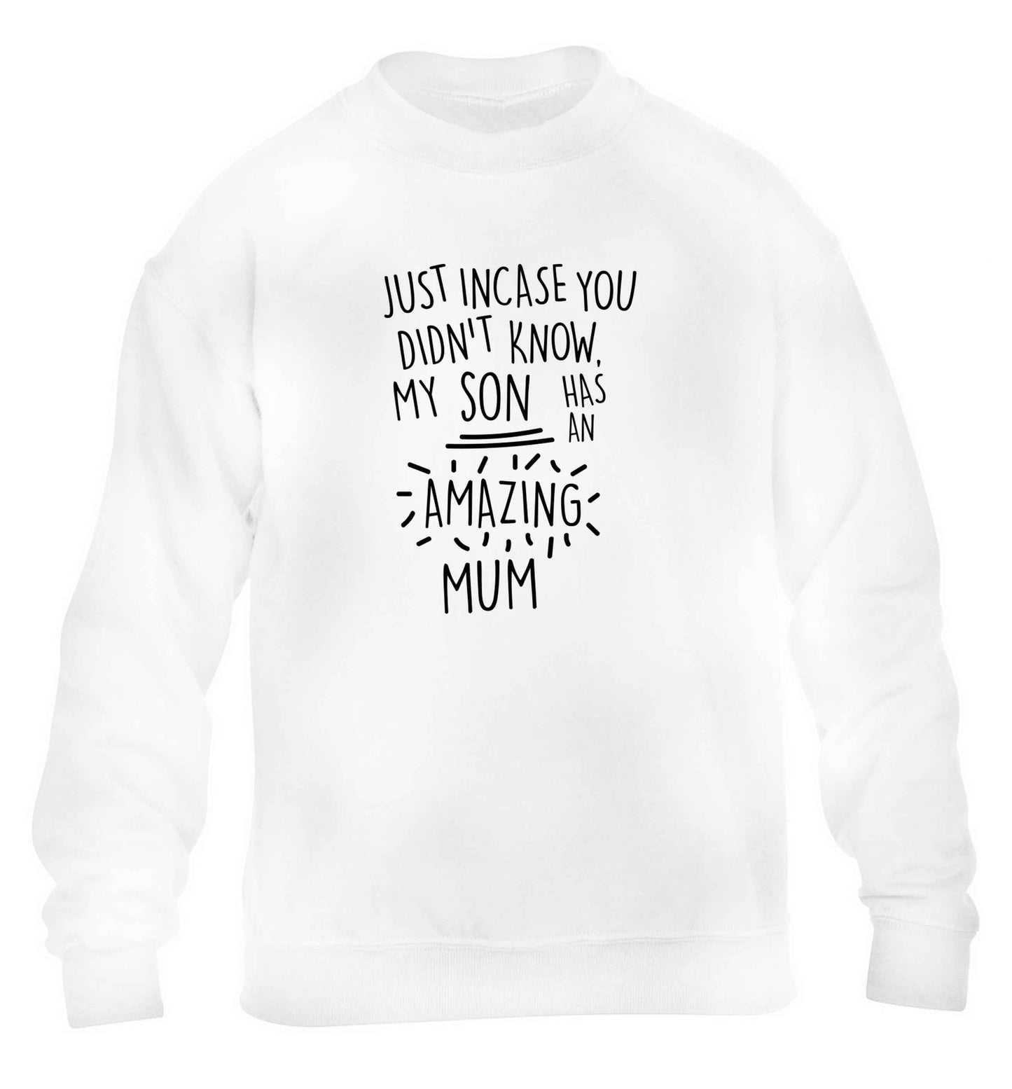 Just incase you didn't know my son has an amazing mum children's white sweater 12-13 Years