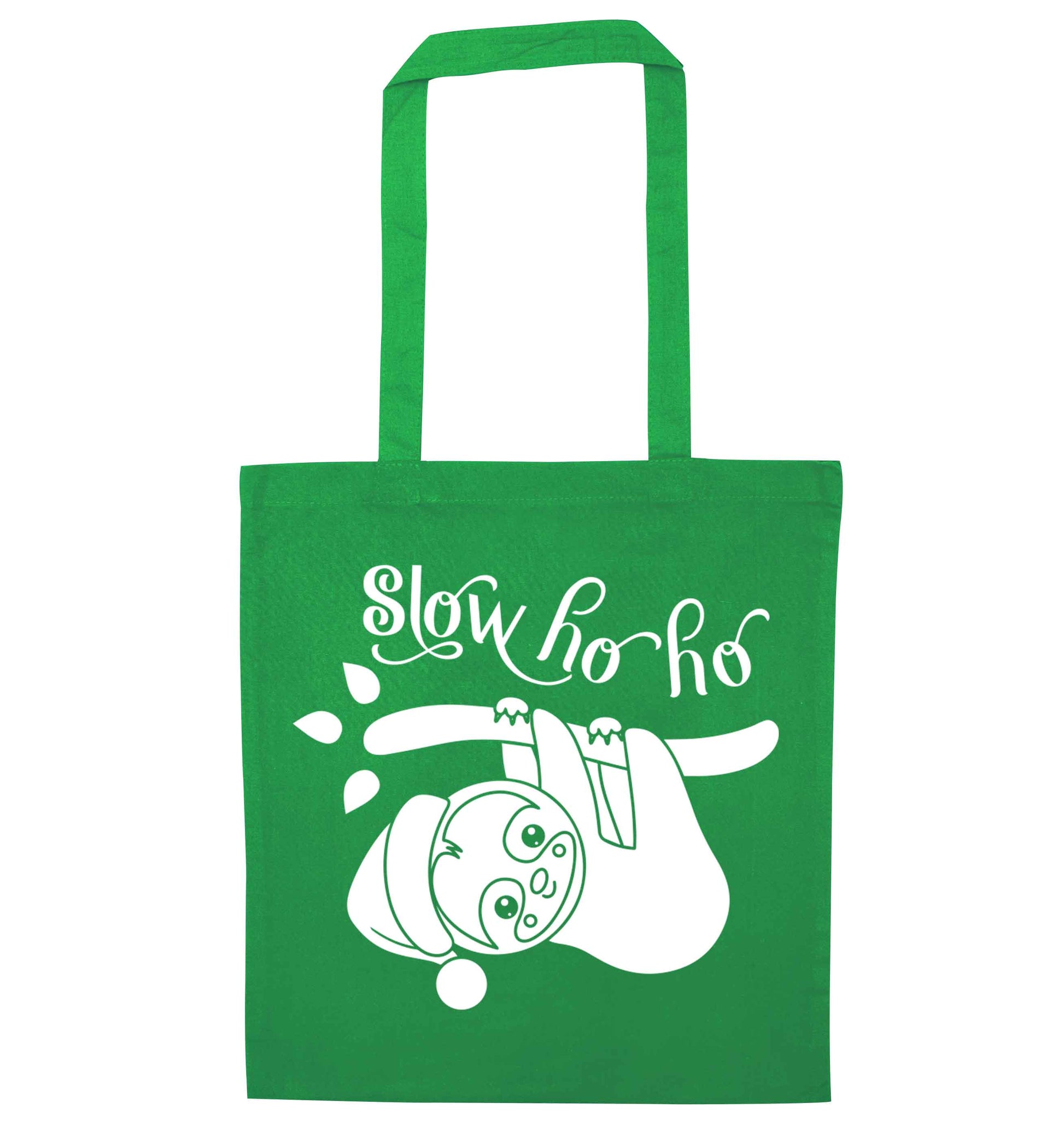 Slow Ho Ho green tote bag