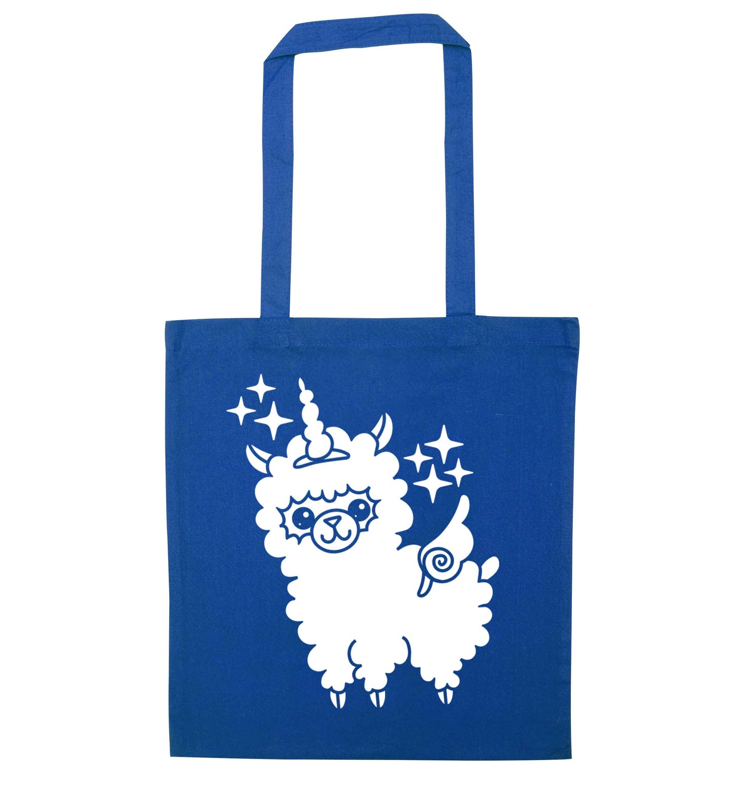 Llamacorn llama unicorn blue tote bag