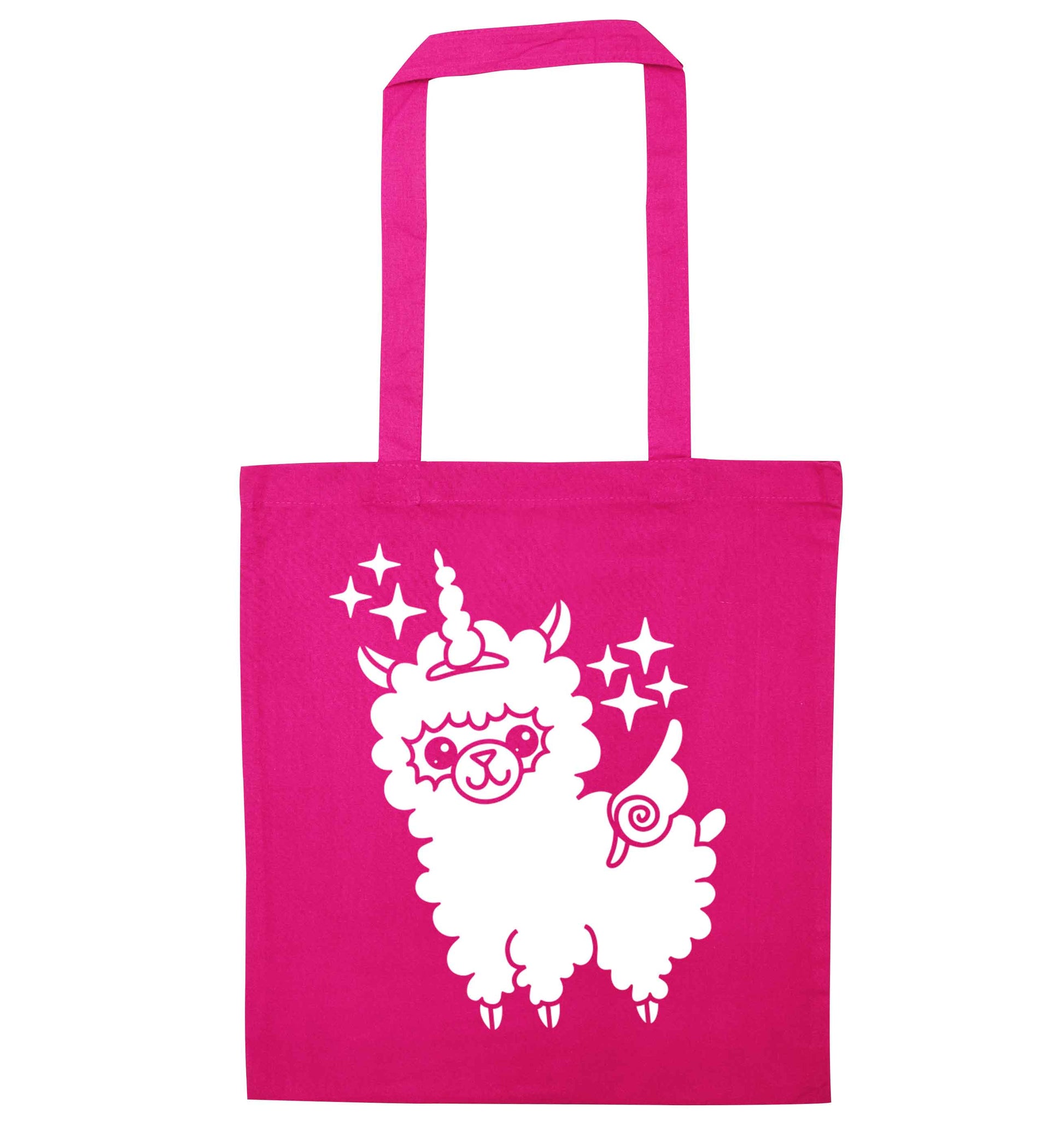 Llamacorn llama unicorn pink tote bag