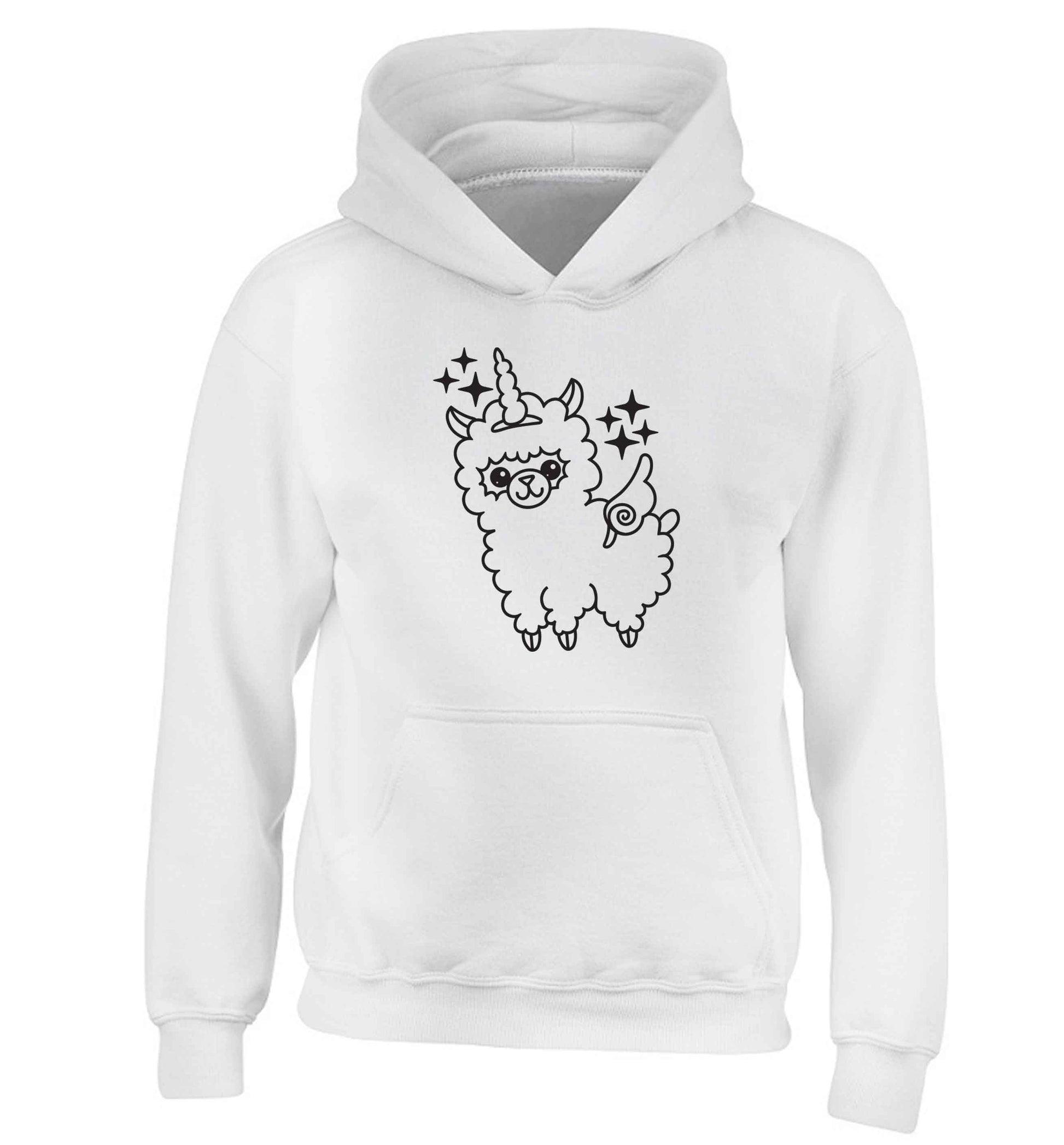 Llamacorn llama unicorn children's white hoodie 12-13 Years
