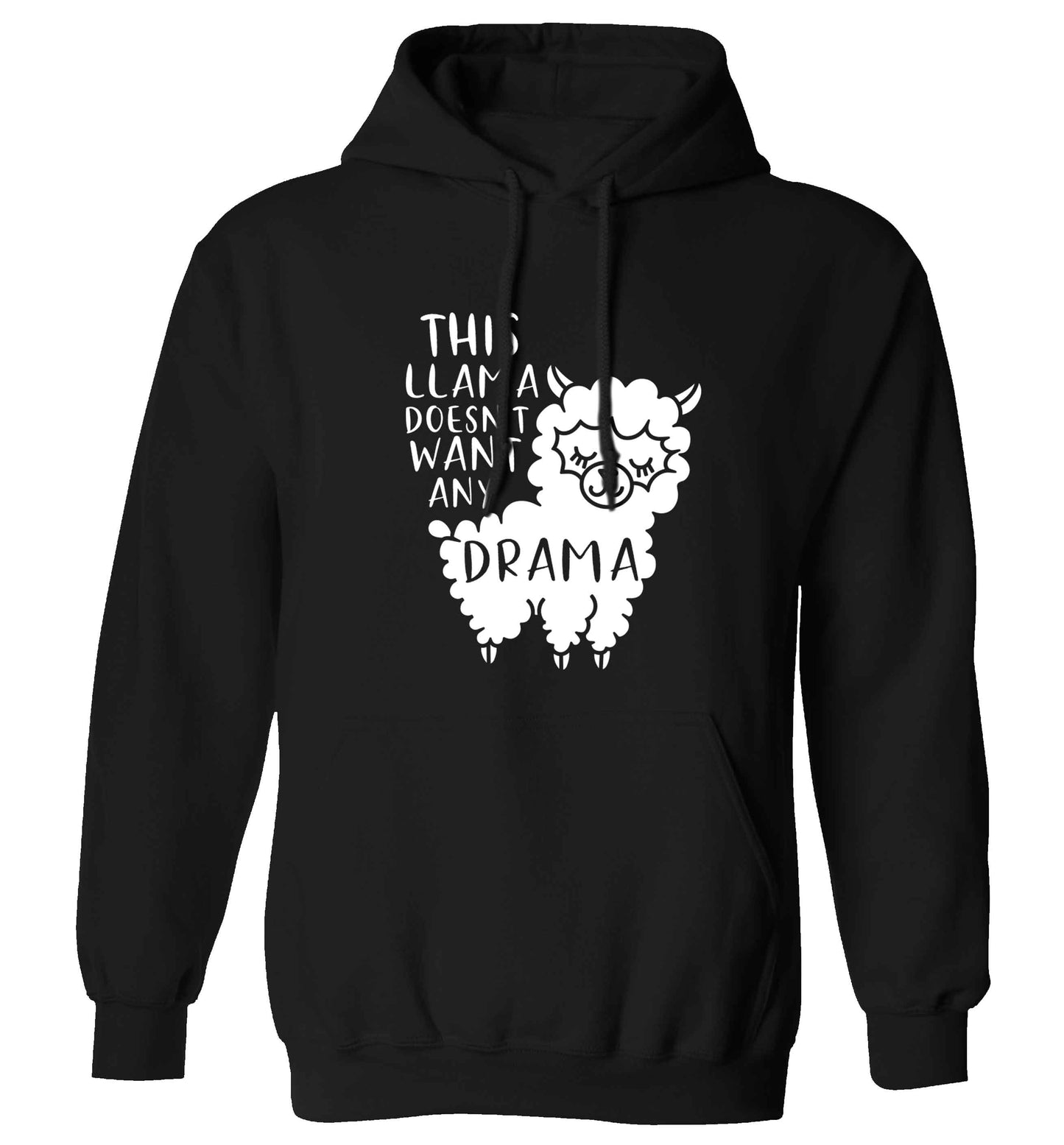 This Llama doesn't want any drama adults unisex black hoodie 2XL