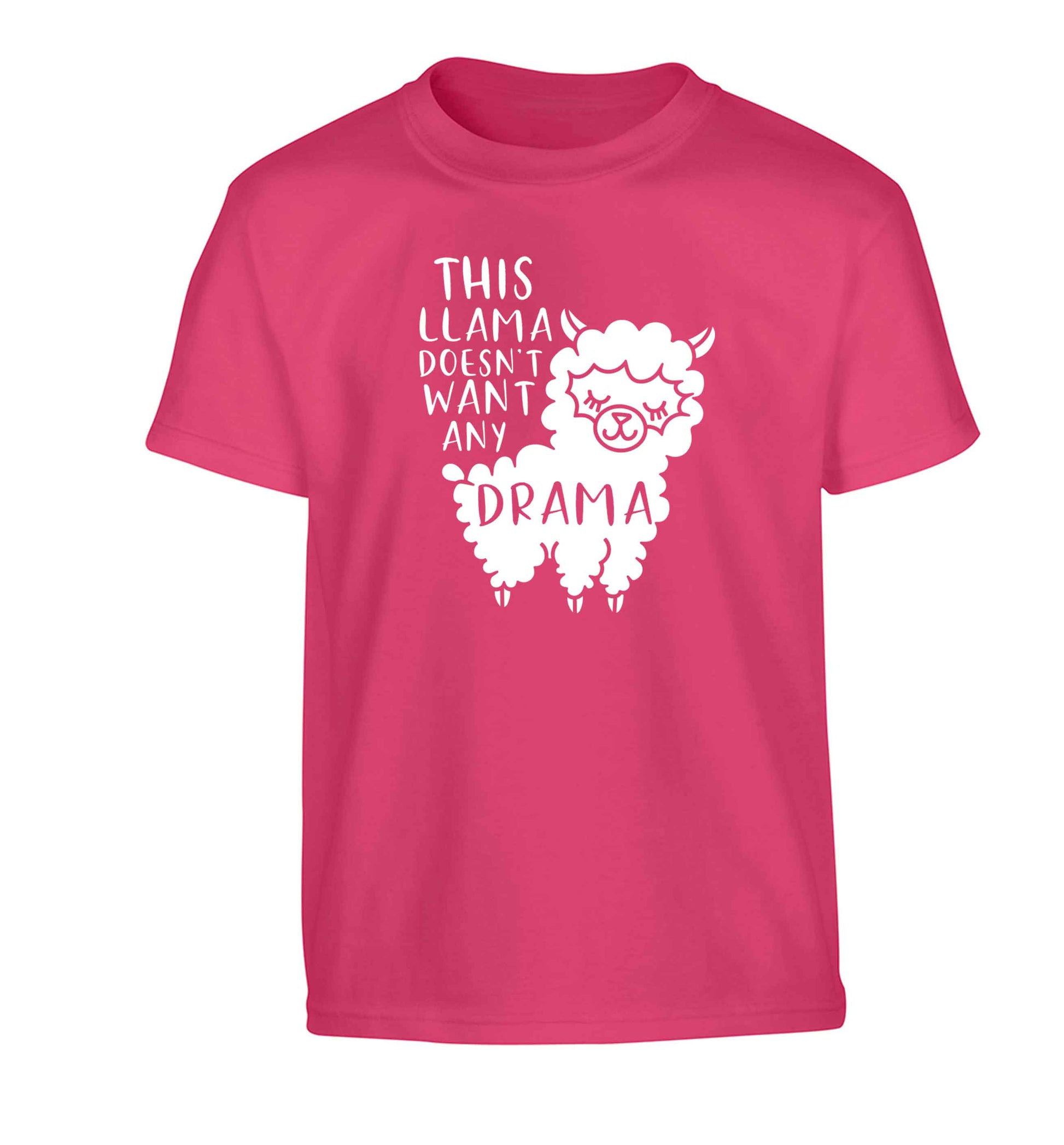This Llama doesn't want any drama Children's pink Tshirt 12-13 Years
