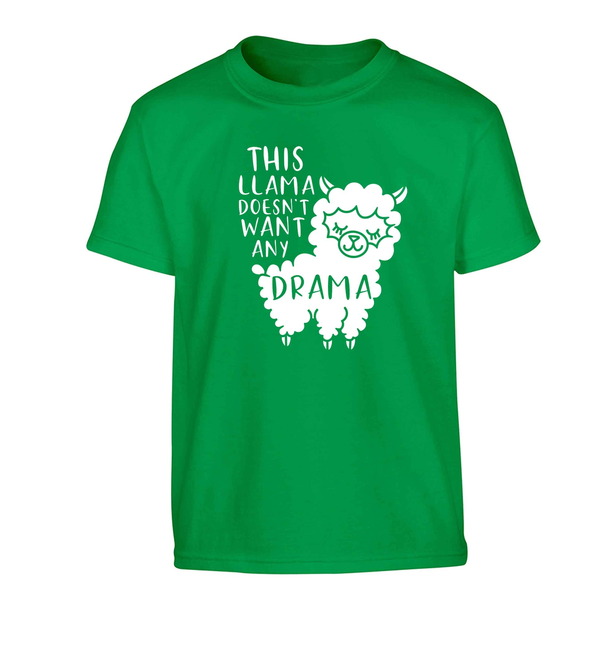 This Llama doesn't want any drama Children's green Tshirt 12-13 Years