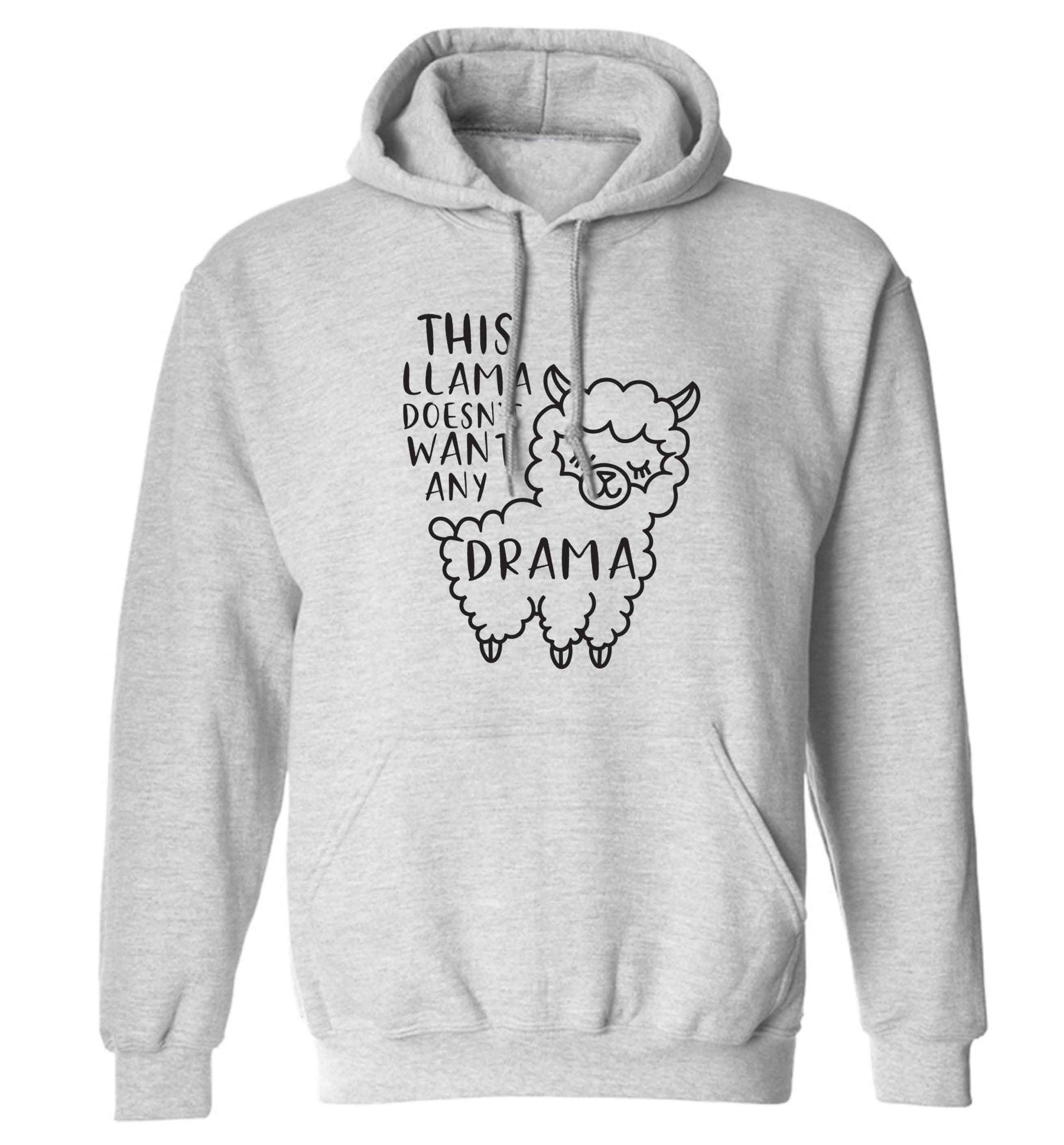 This Llama doesn't want any drama adults unisex grey hoodie 2XL