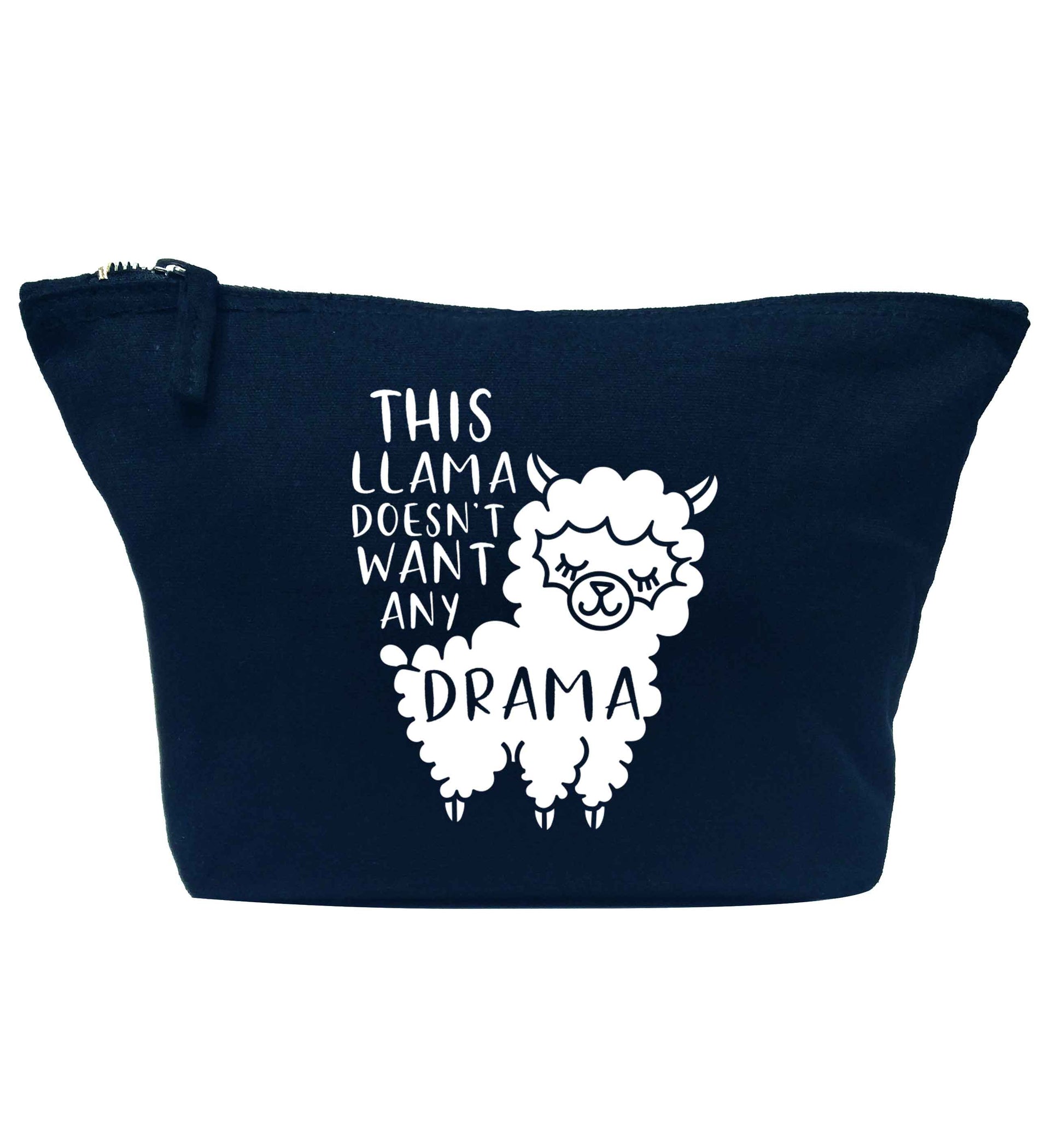 This Llama doesn't want any drama navy makeup bag
