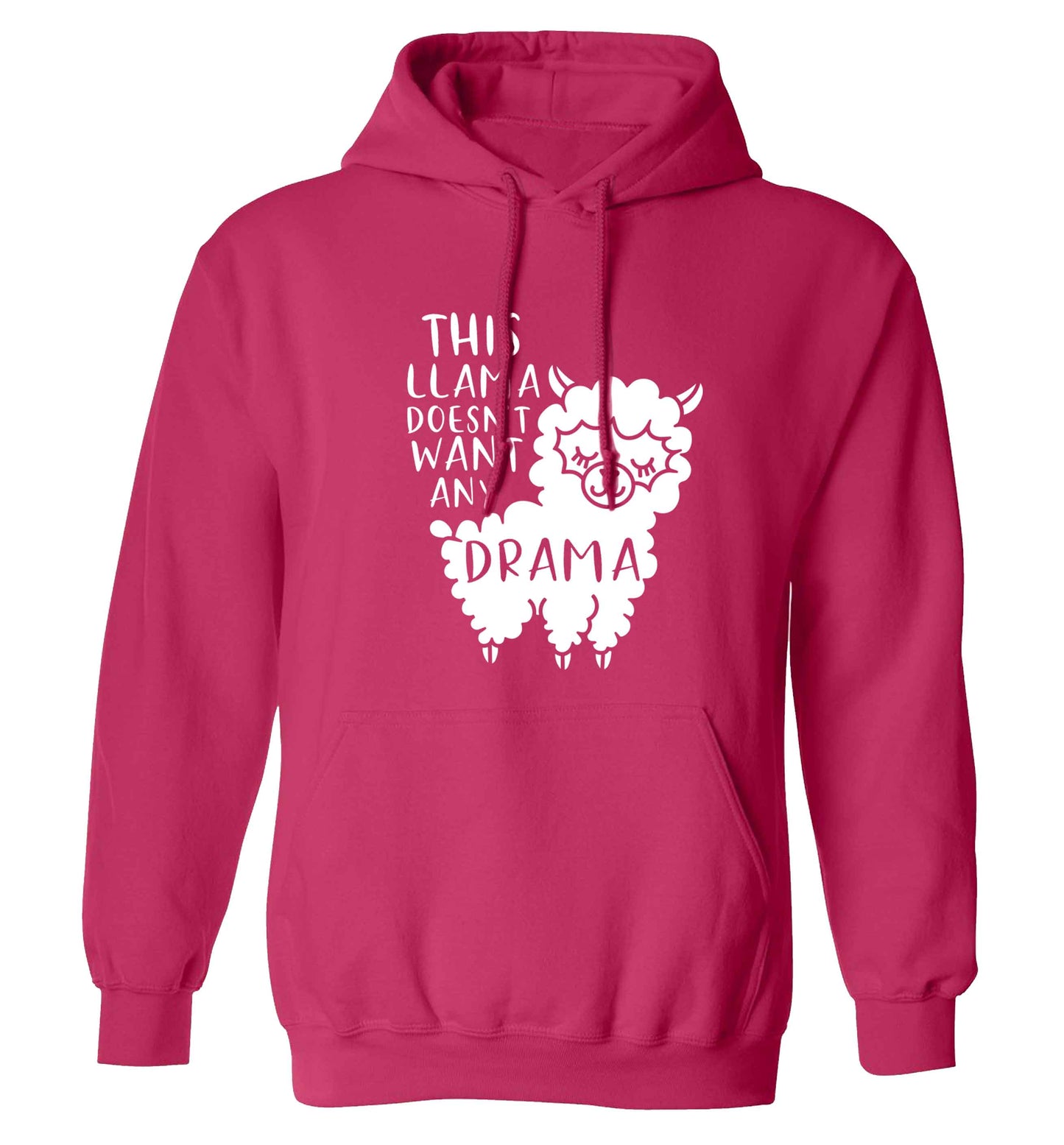 This Llama doesn't want any drama adults unisex pink hoodie 2XL