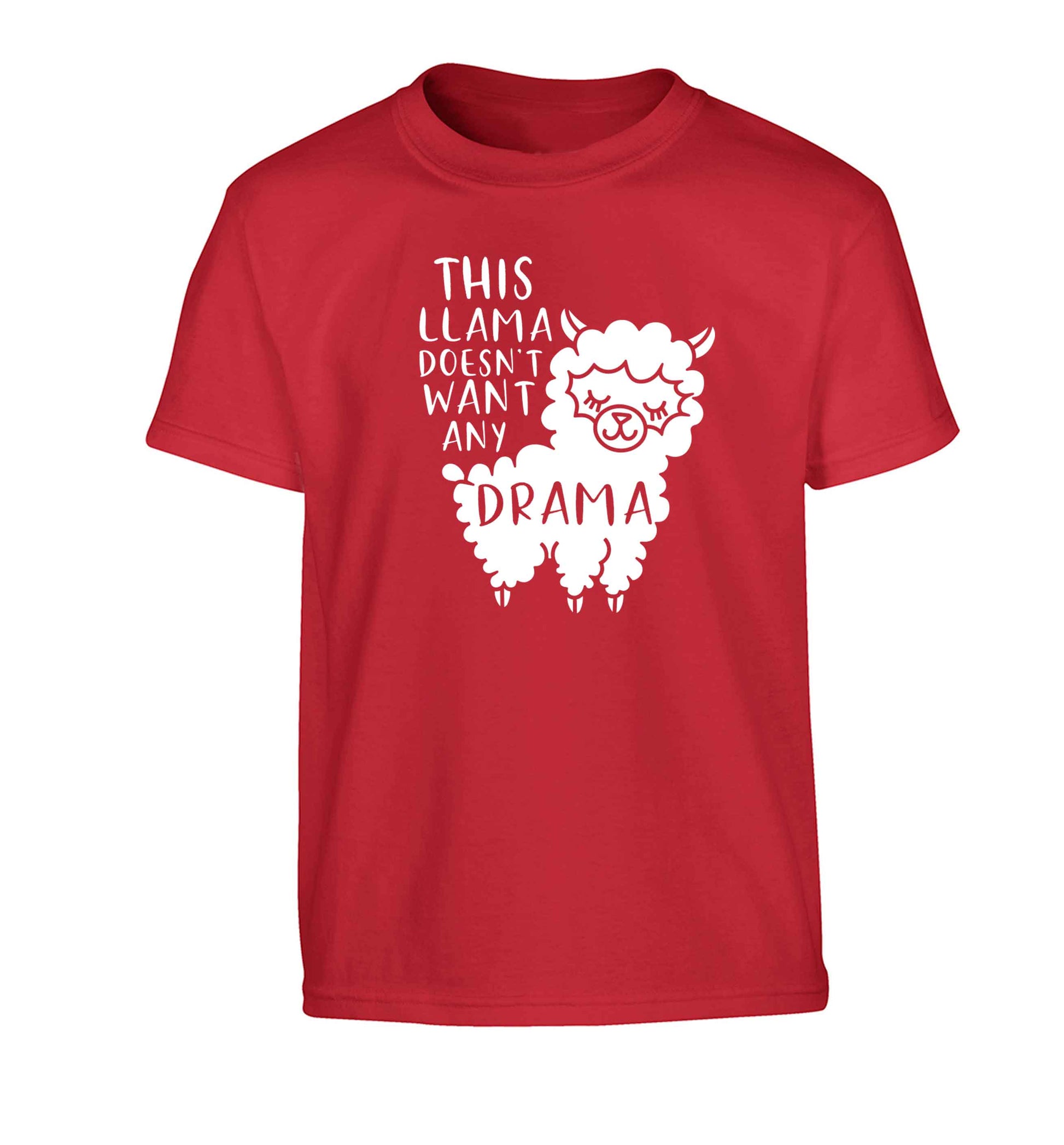 This Llama doesn't want any drama Children's red Tshirt 12-13 Years