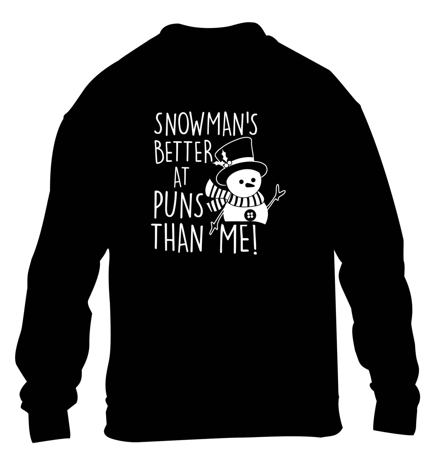Snowman's Puns Me children's black sweater 12-13 Years