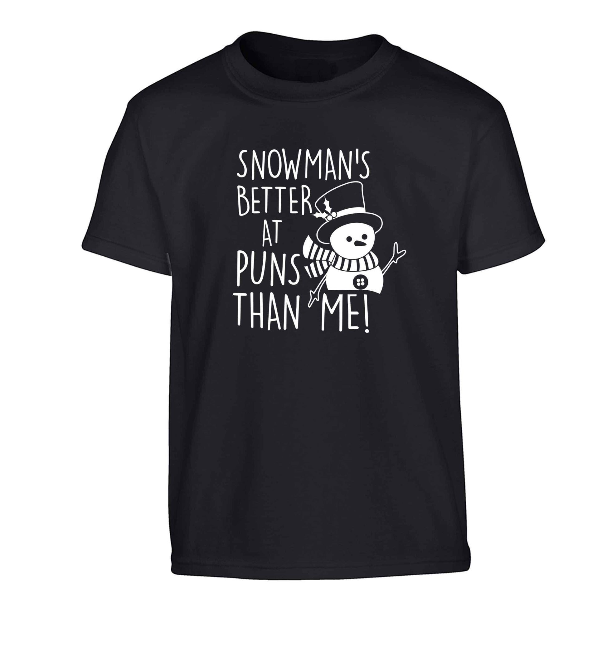 Snowman's Puns Me Children's black Tshirt 12-13 Years