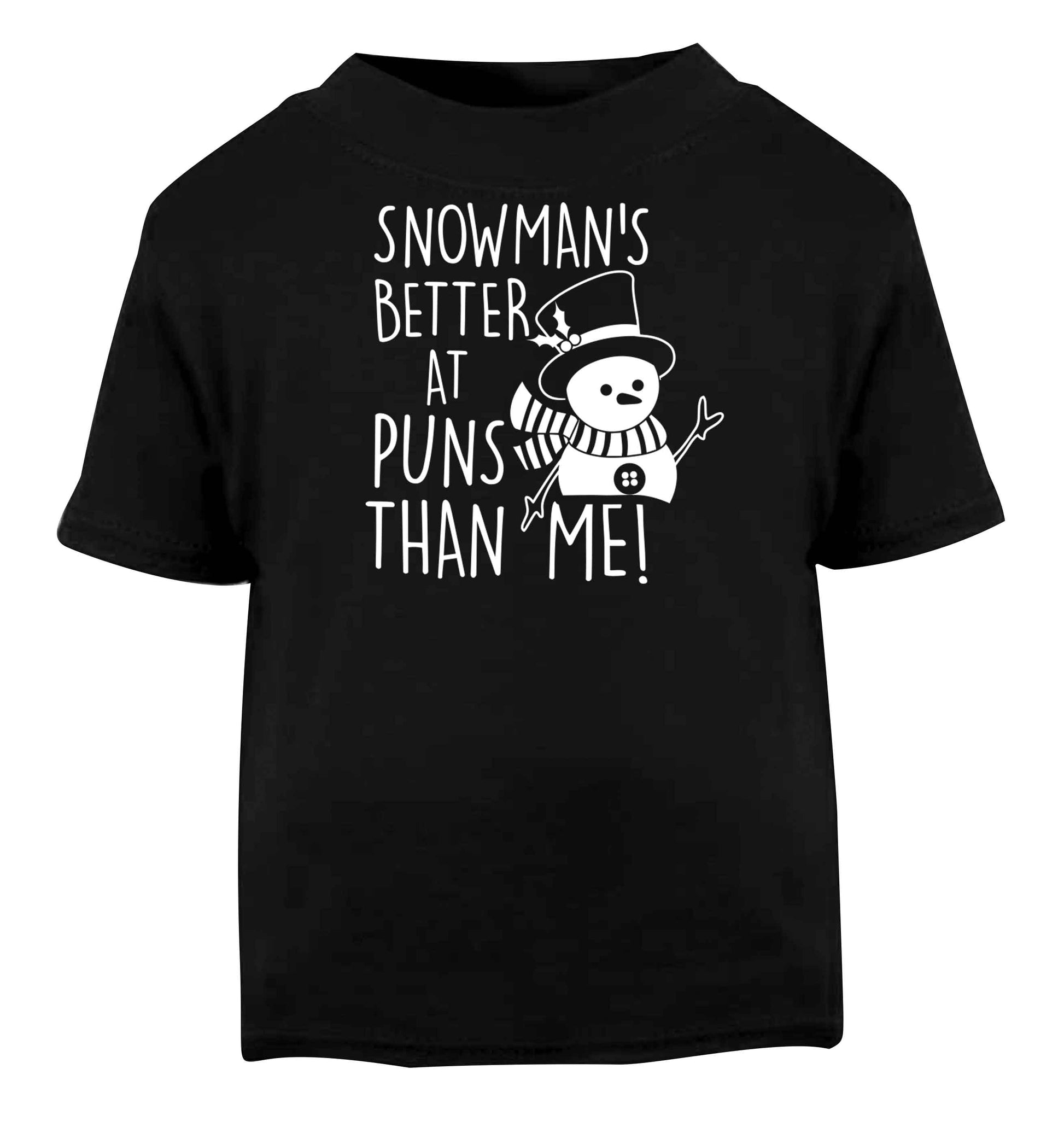 Snowman's Puns Me Black baby toddler Tshirt 2 years