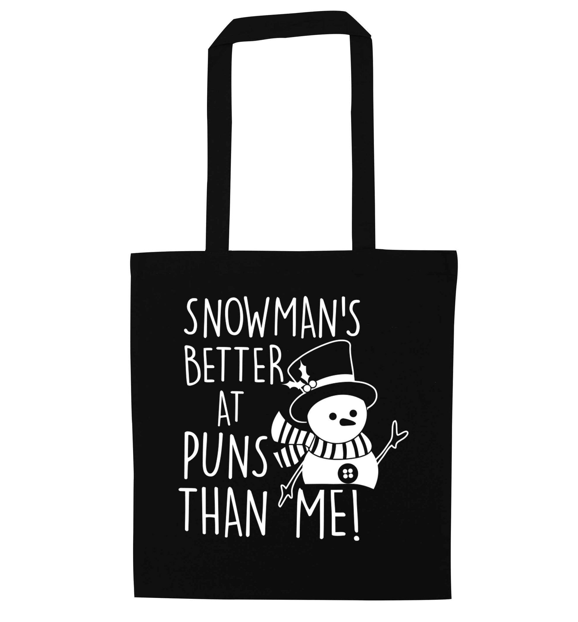 Snowman's Puns Me black tote bag