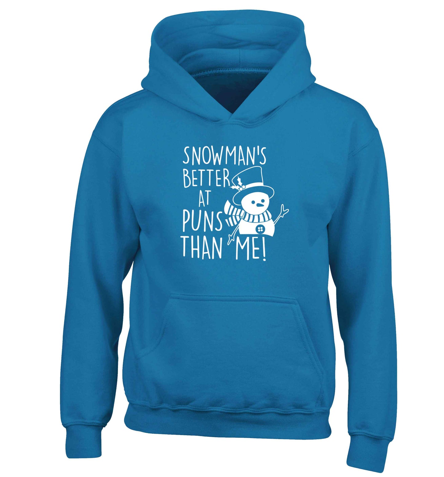Snowman's Puns Me children's blue hoodie 12-13 Years
