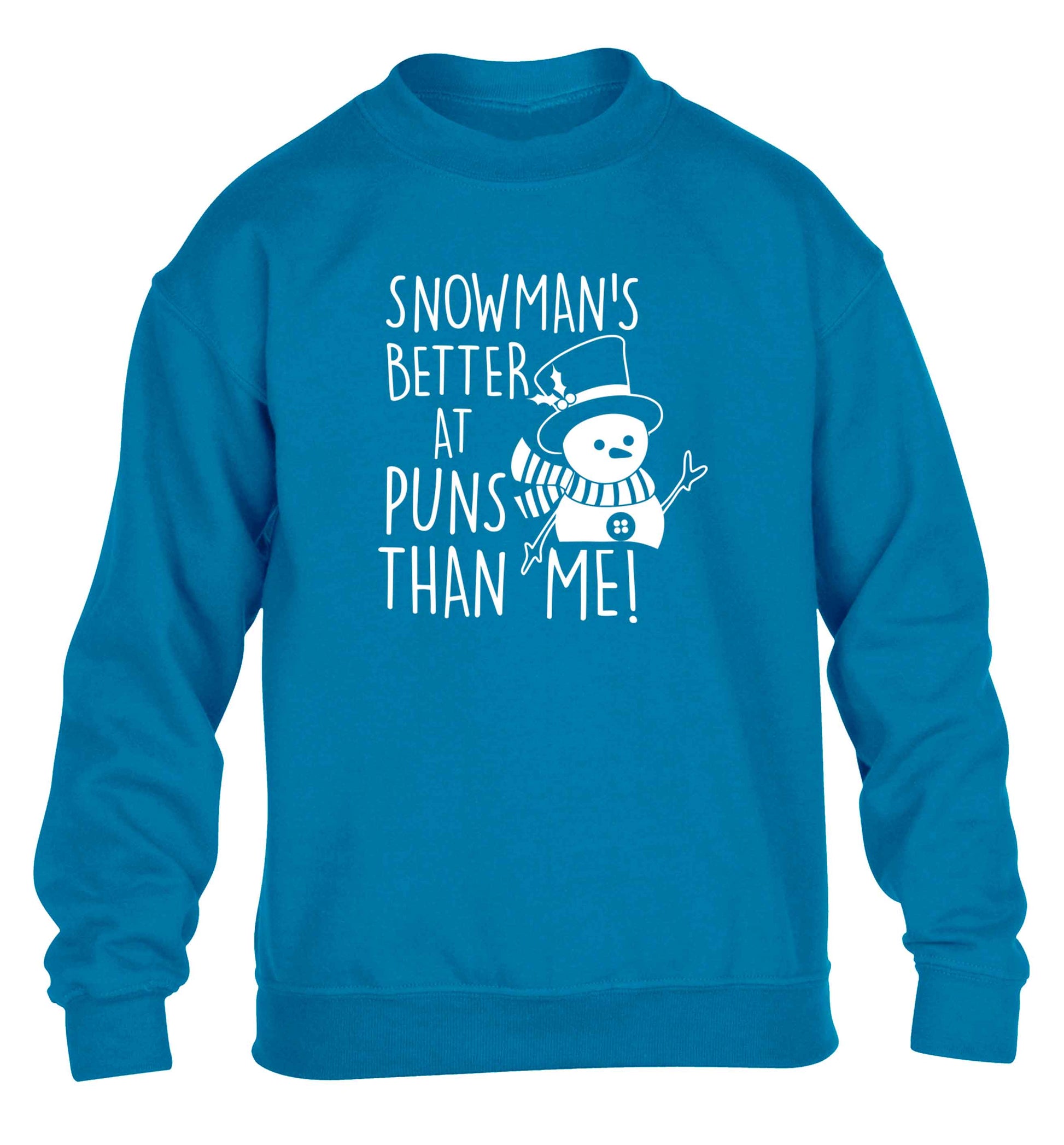 Snowman's Puns Me children's blue sweater 12-13 Years