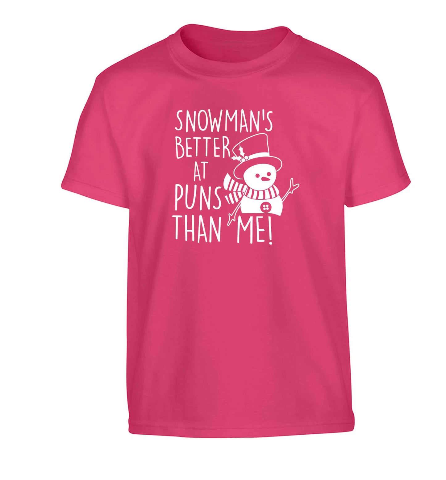 Snowman's Puns Me Children's pink Tshirt 12-13 Years