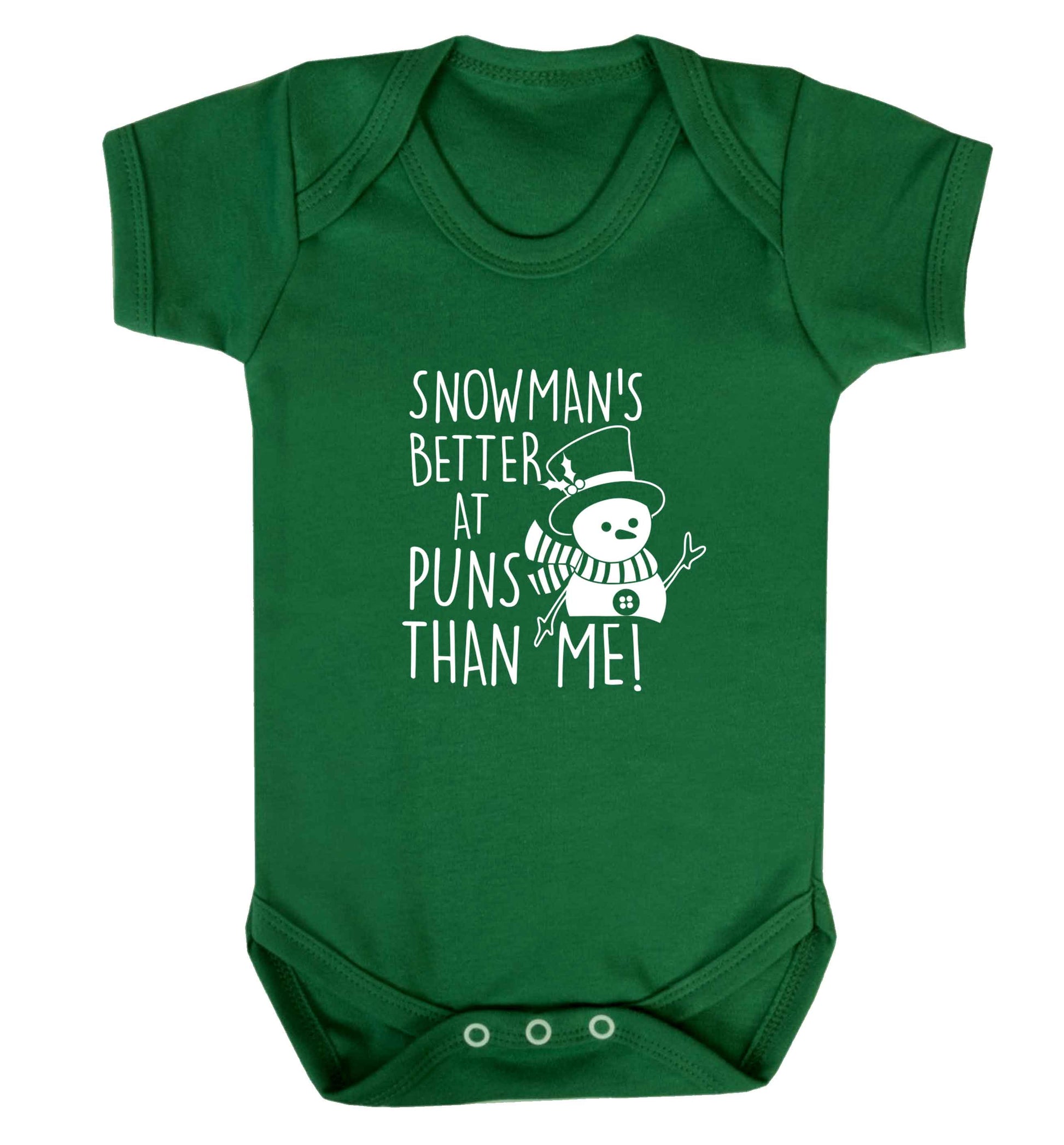 Snowman's Puns Me baby vest green 18-24 months
