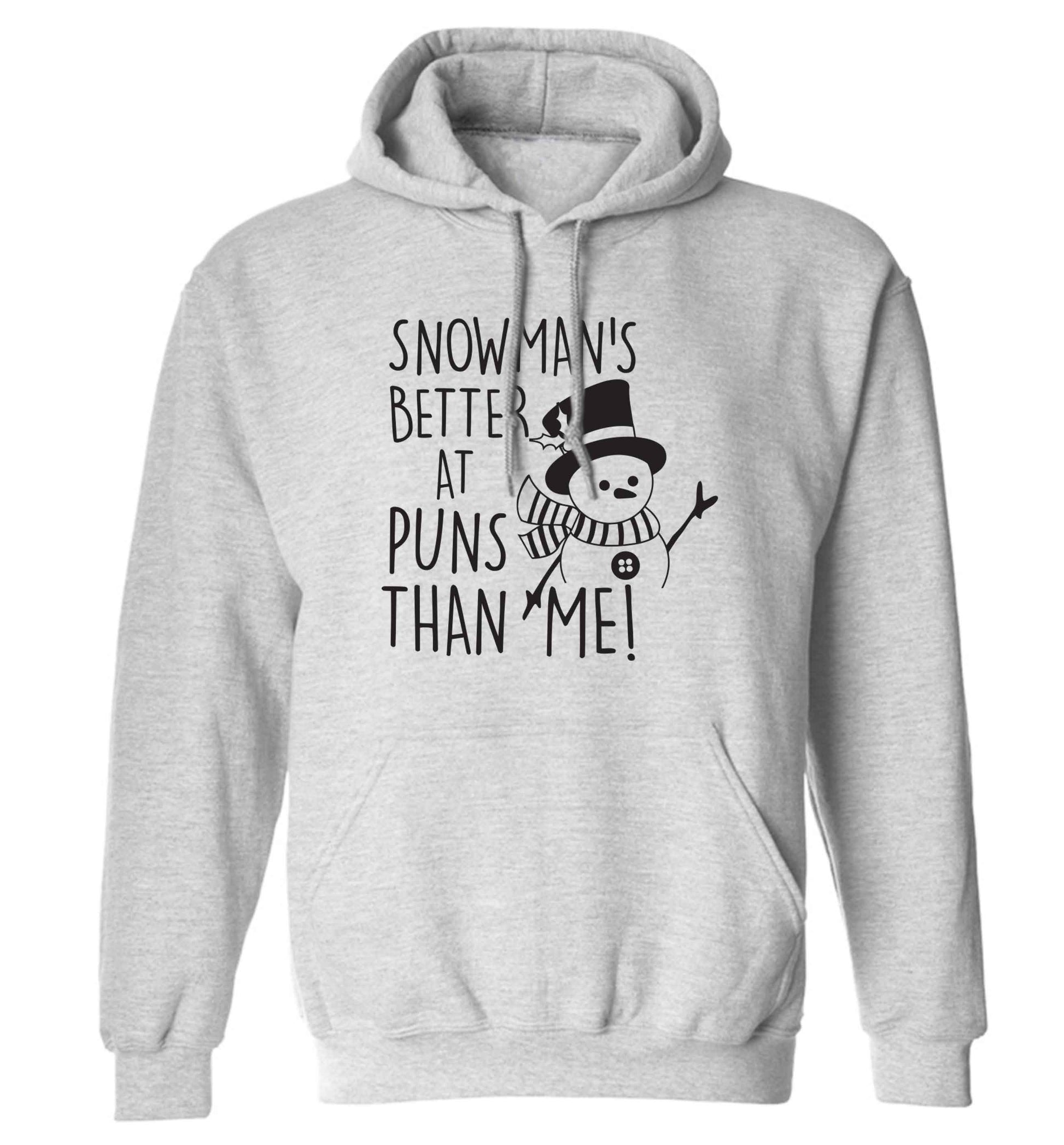 Snowman's Puns Me adults unisex grey hoodie 2XL
