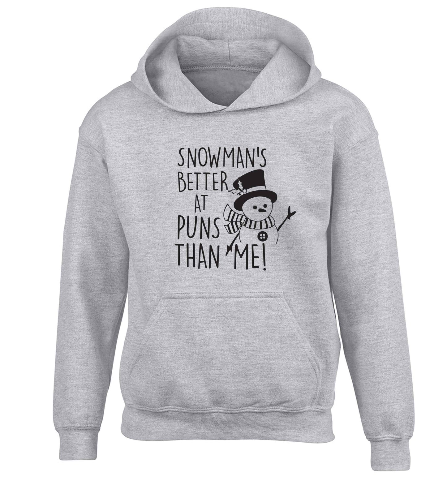 Snowman's Puns Me children's grey hoodie 12-13 Years