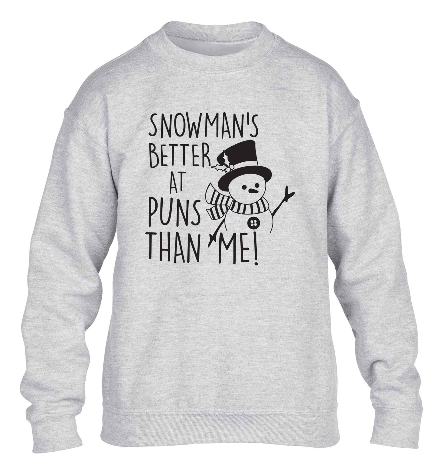 Snowman's Puns Me children's grey sweater 12-13 Years