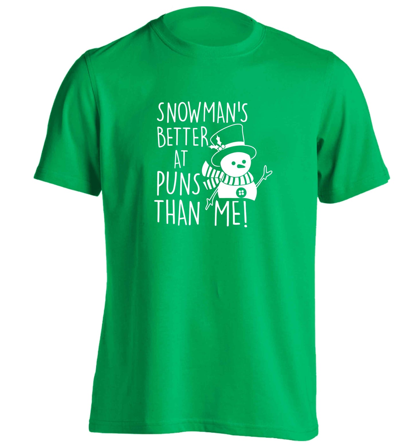 Snowman's Puns Me adults unisex green Tshirt 2XL