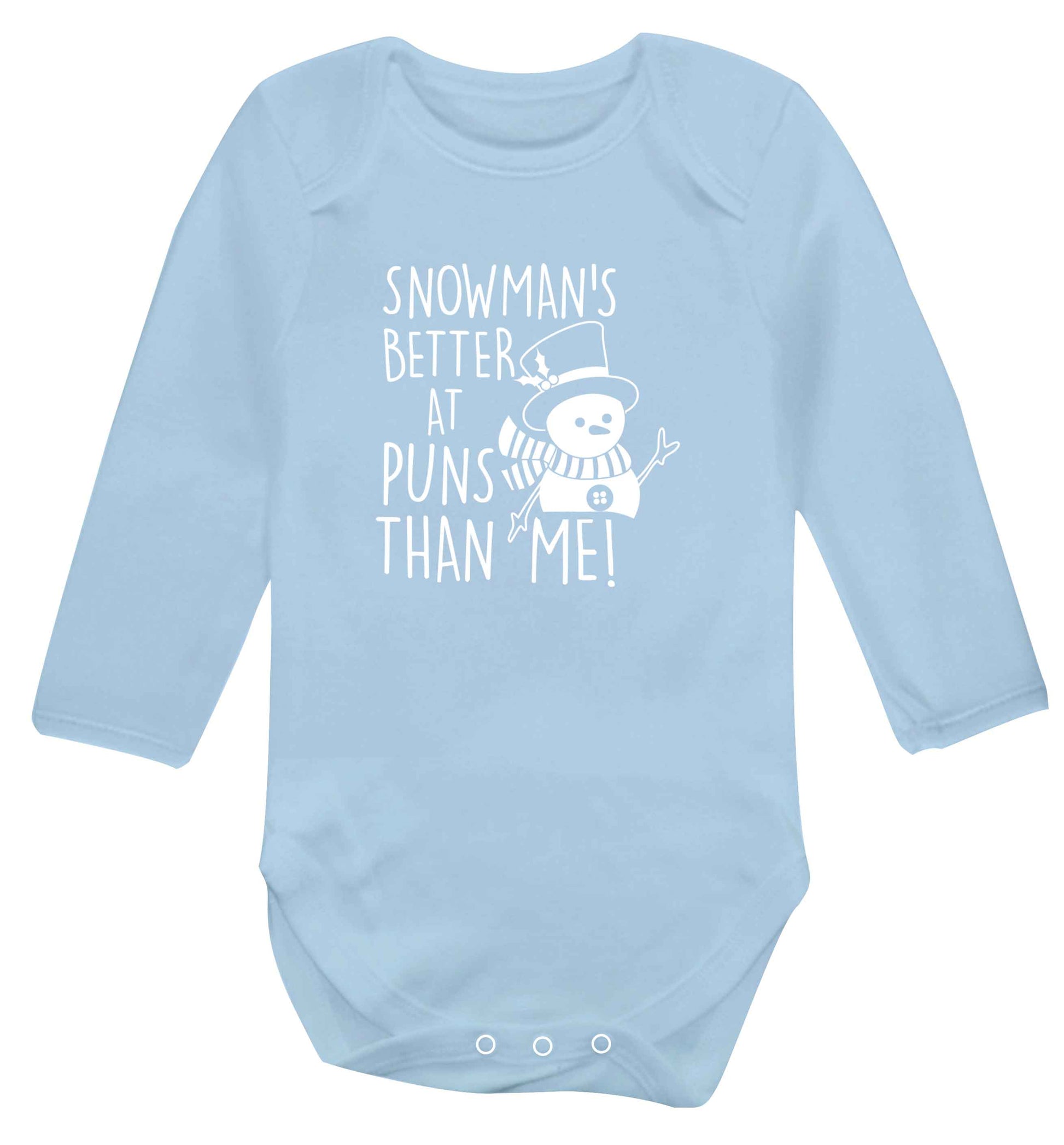 Snowman's Puns Me baby vest long sleeved pale blue 6-12 months