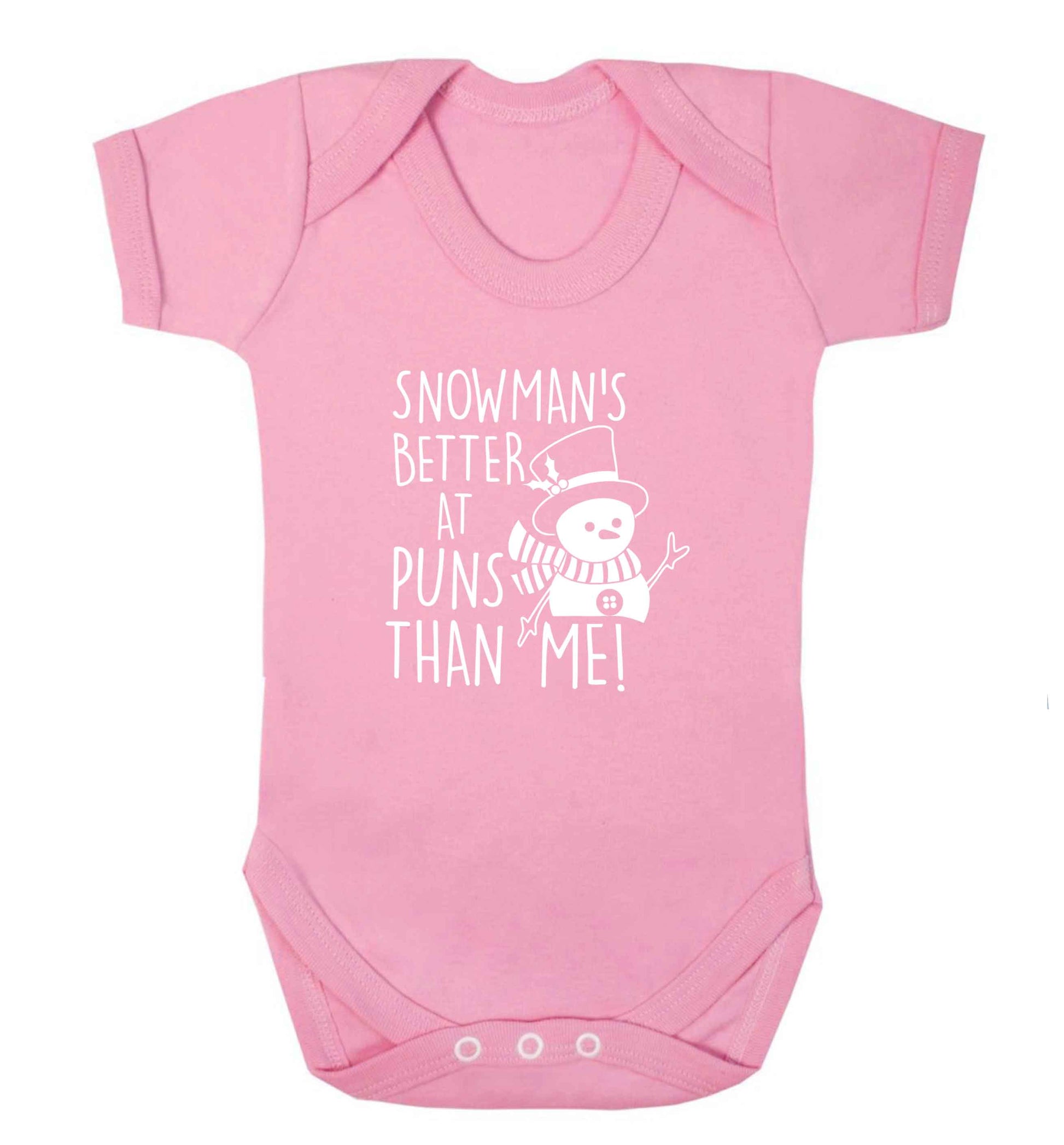 Snowman's Puns Me baby vest pale pink 18-24 months