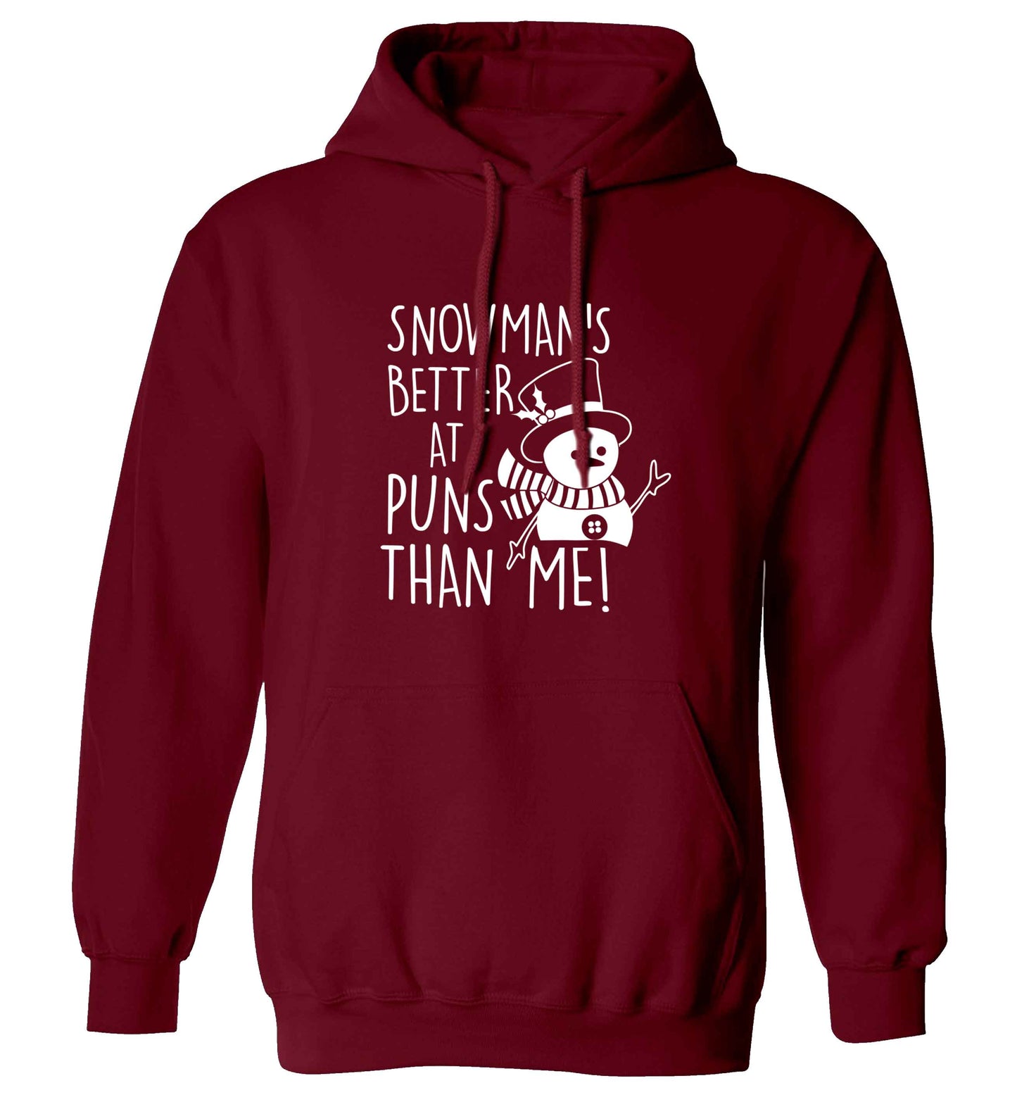 Snowman's Puns Me adults unisex maroon hoodie 2XL