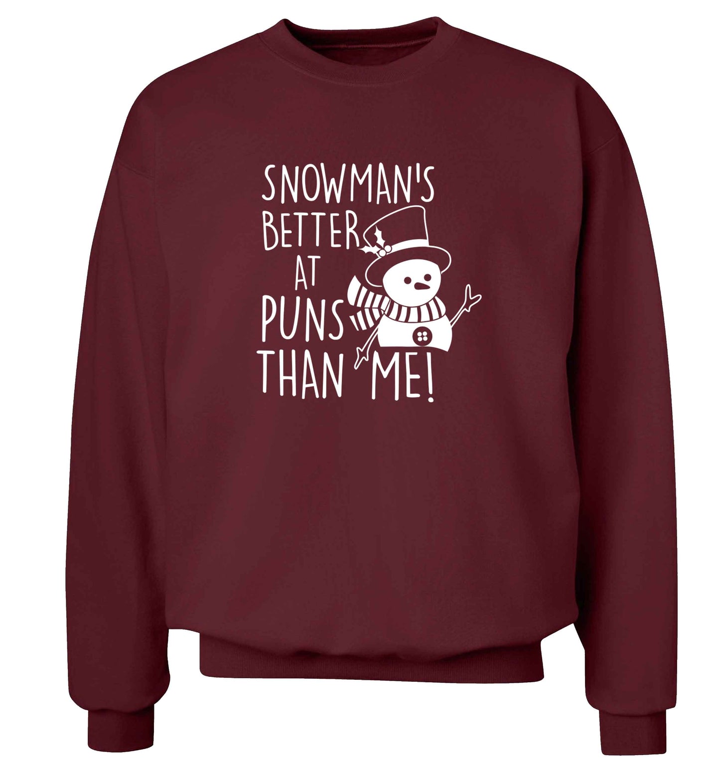 Snowman's Puns Me adult's unisex maroon sweater 2XL