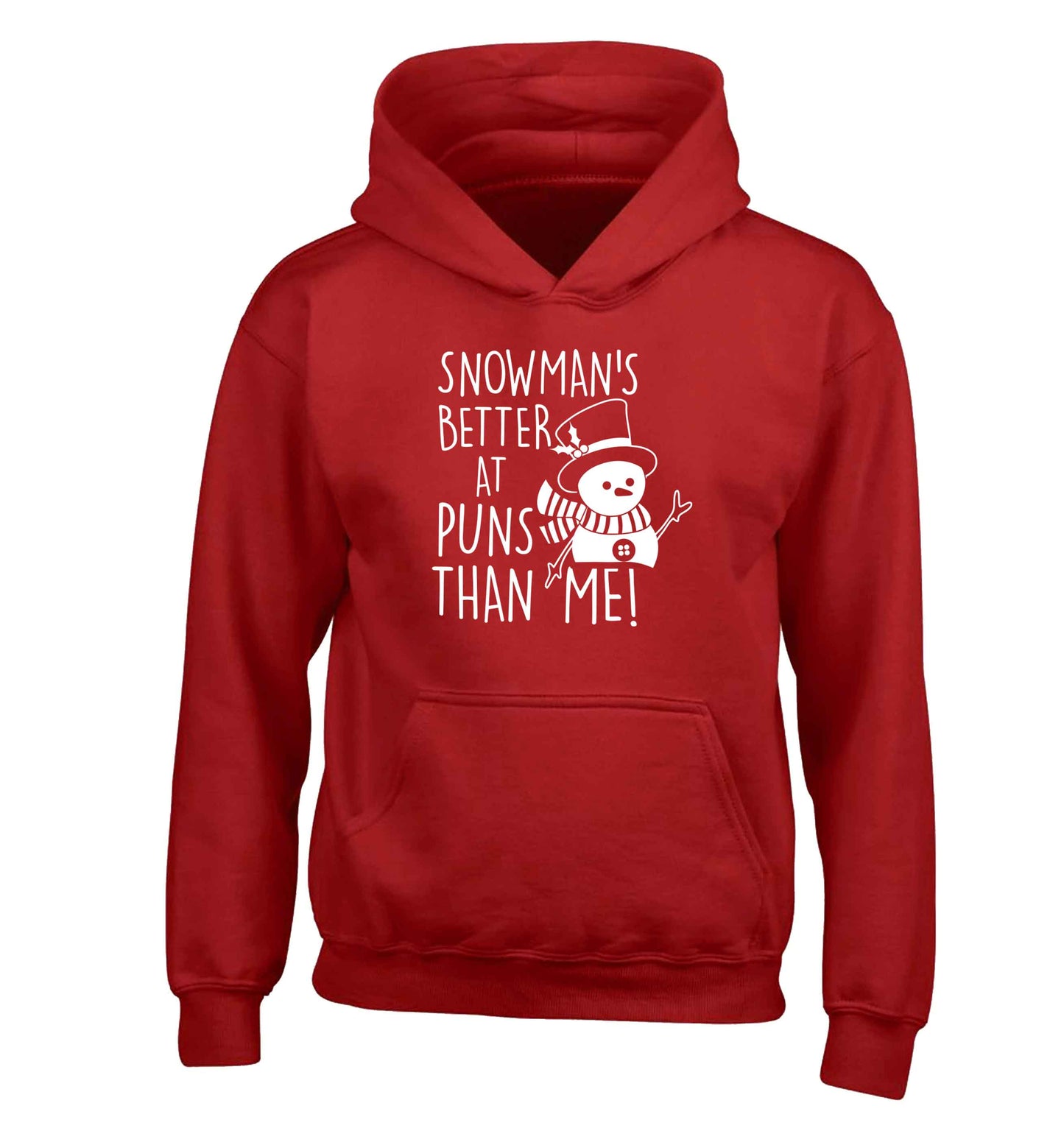 Snowman's Puns Me children's red hoodie 12-13 Years