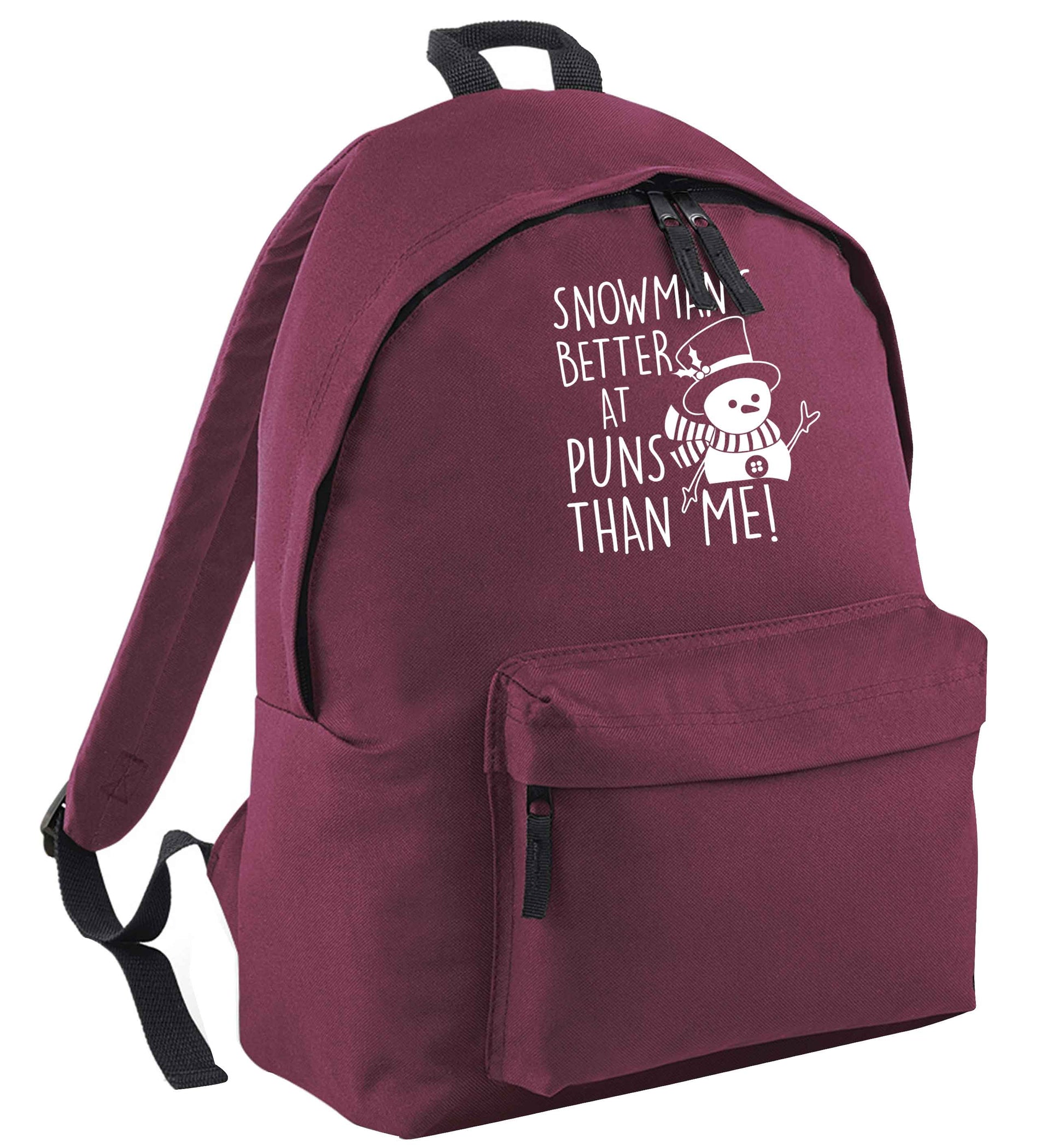Snowman's Puns Me maroon adults backpack