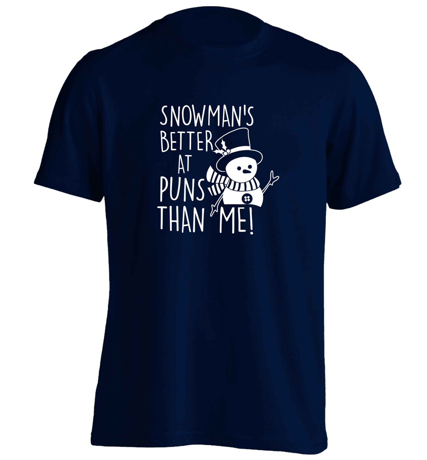 Snowman's Puns Me adults unisex navy Tshirt 2XL