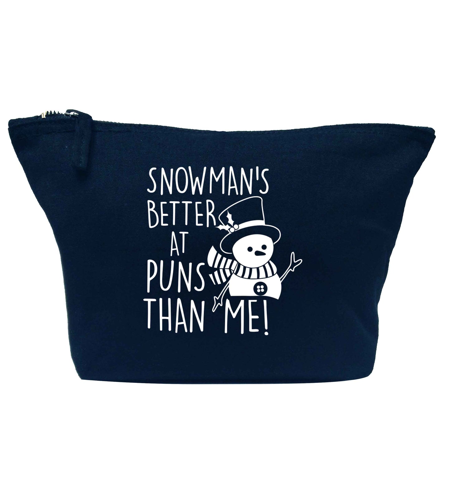 Snowman's Puns Me navy makeup bag