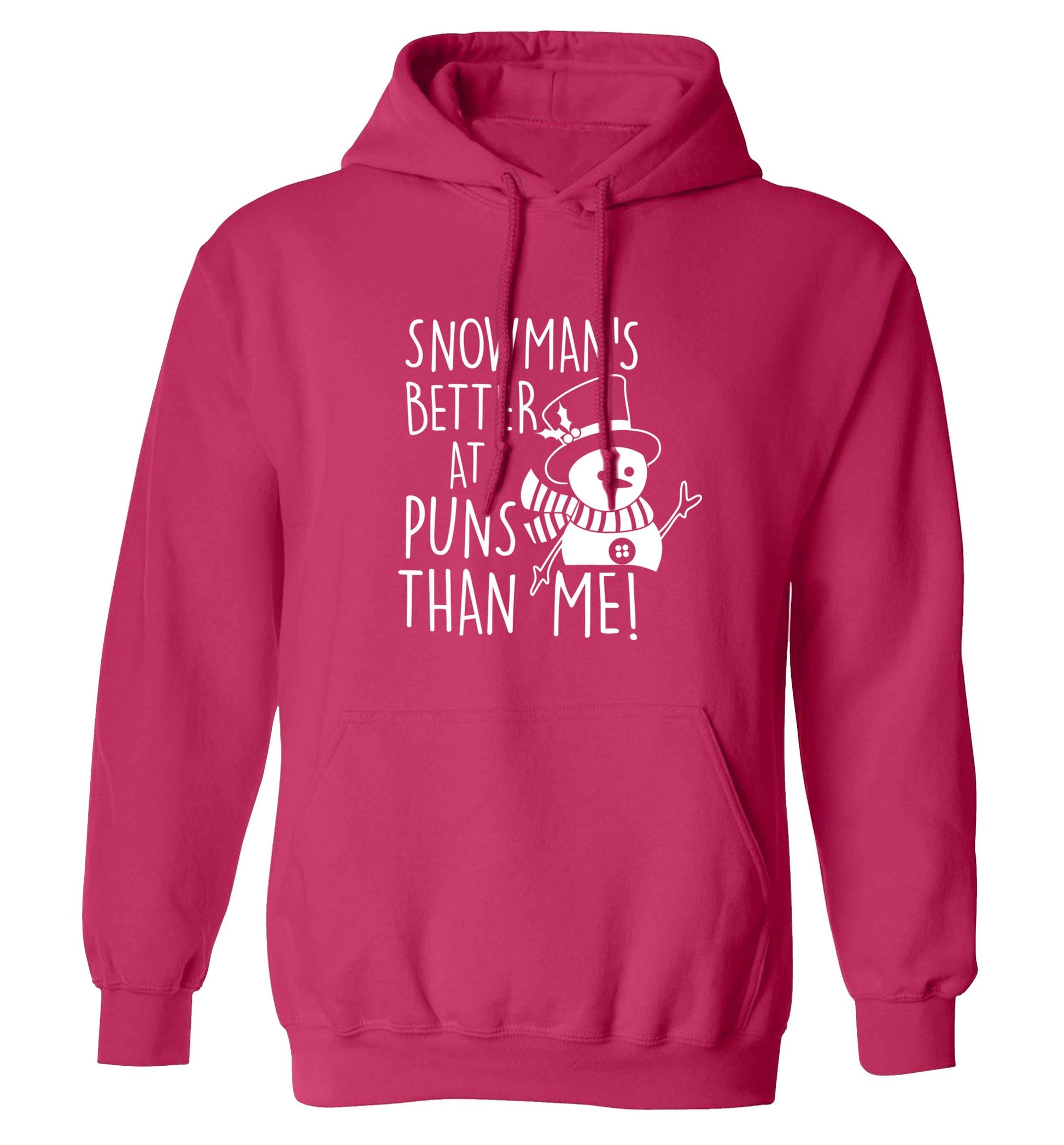 Snowman's Puns Me adults unisex pink hoodie 2XL