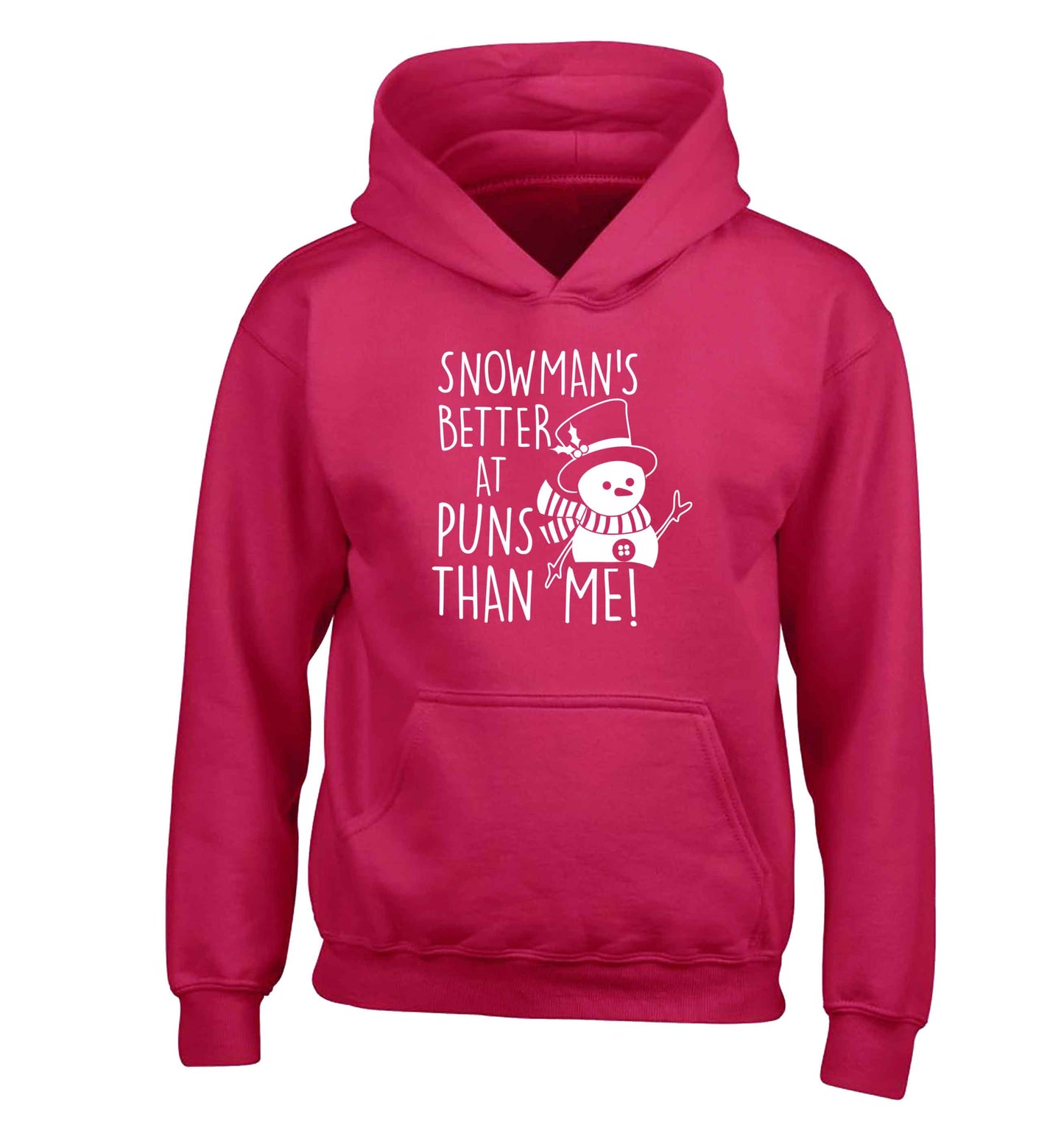 Snowman's Puns Me children's pink hoodie 12-13 Years