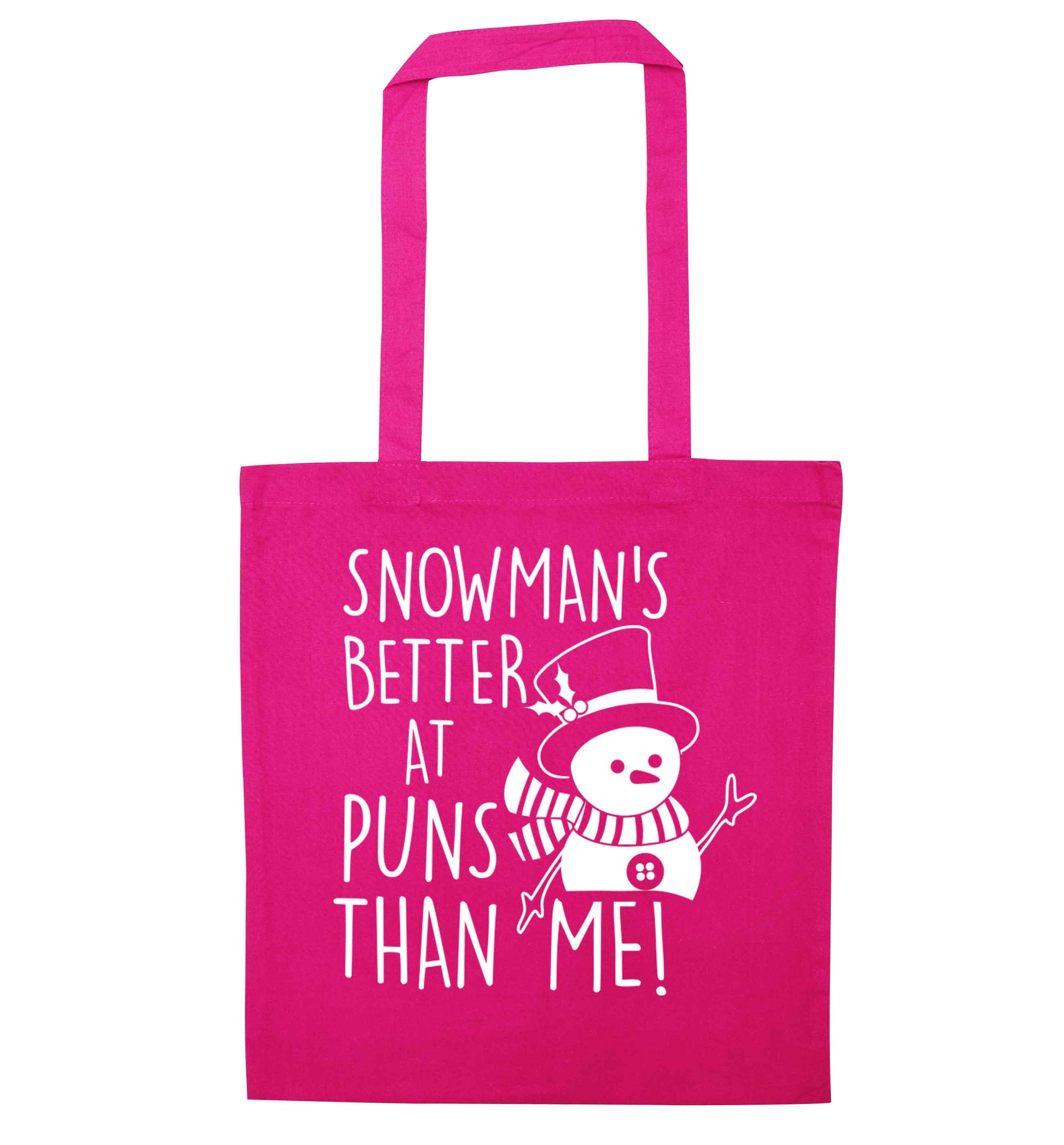Snowman's Puns Me pink tote bag