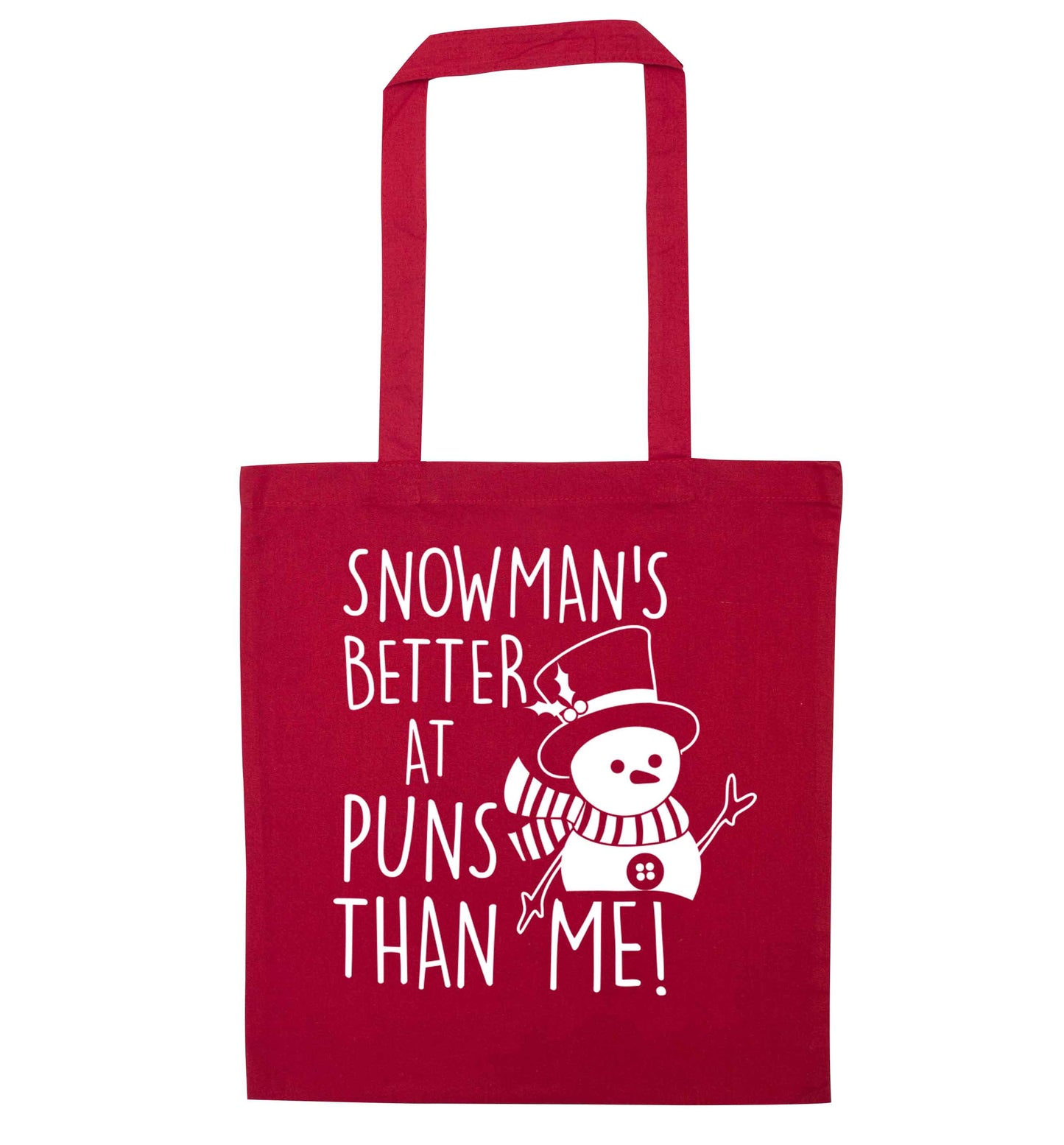 Snowman's Puns Me red tote bag
