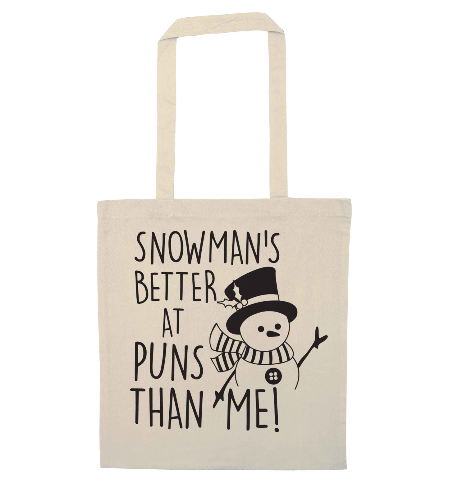 Snowman's Puns Me natural tote bag
