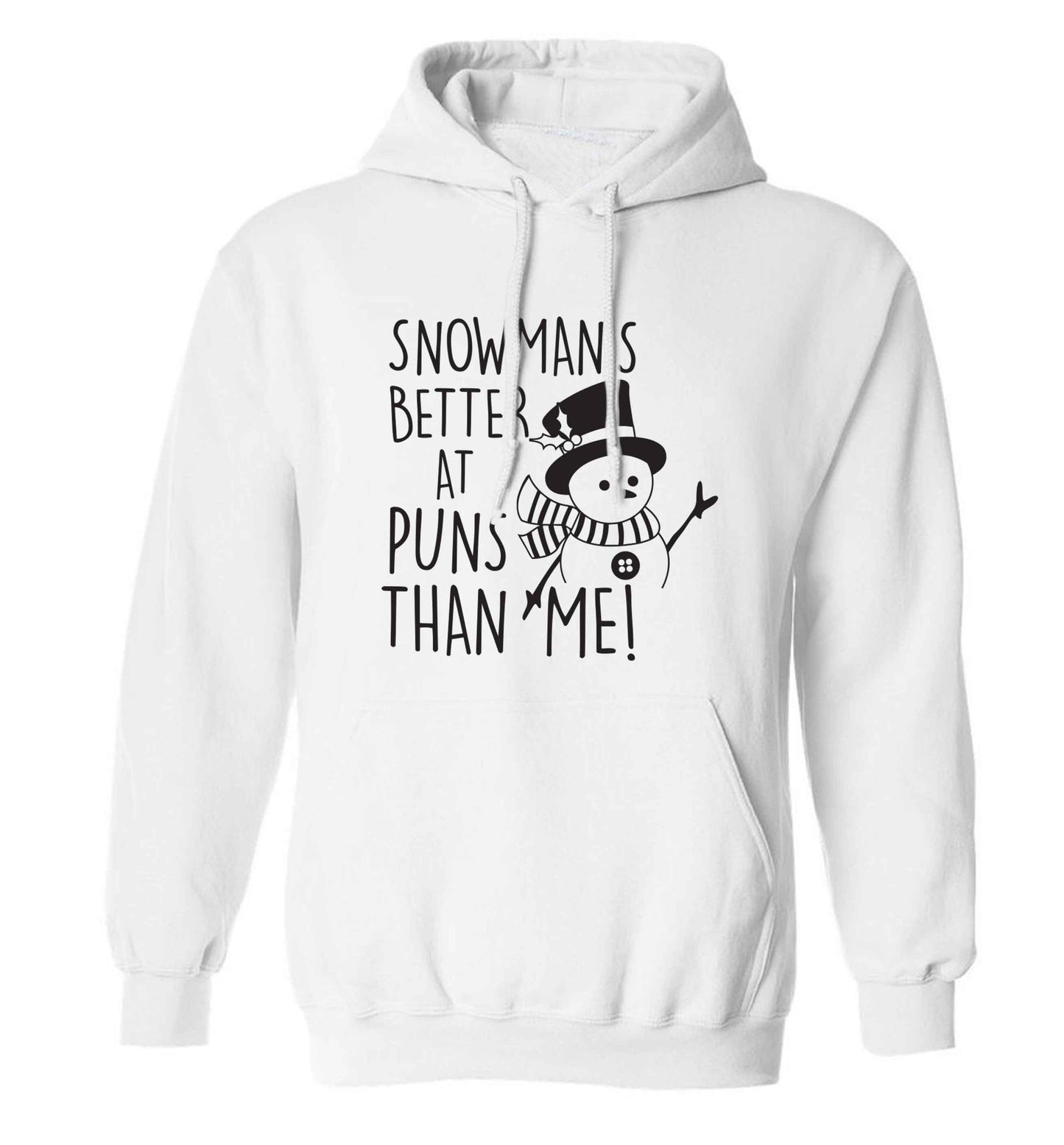 Snowman's Puns Me adults unisex white hoodie 2XL