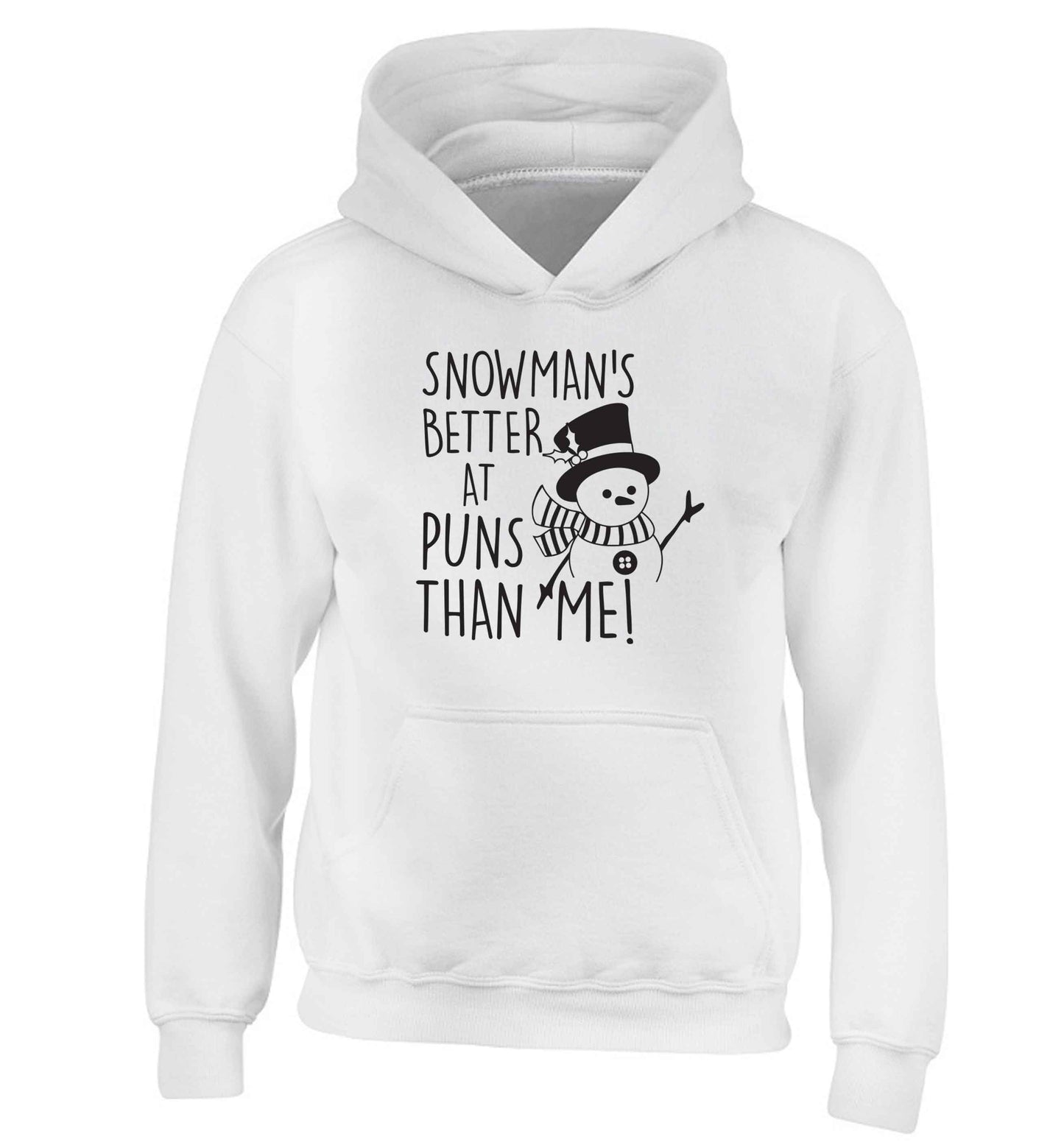 Snowman's Puns Me children's white hoodie 12-13 Years