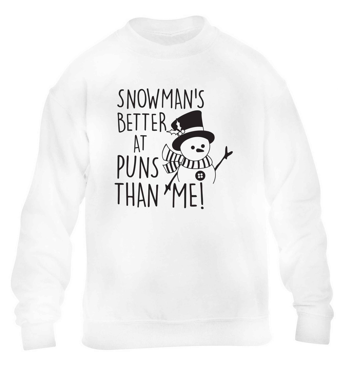 Snowman's Puns Me children's white sweater 12-13 Years