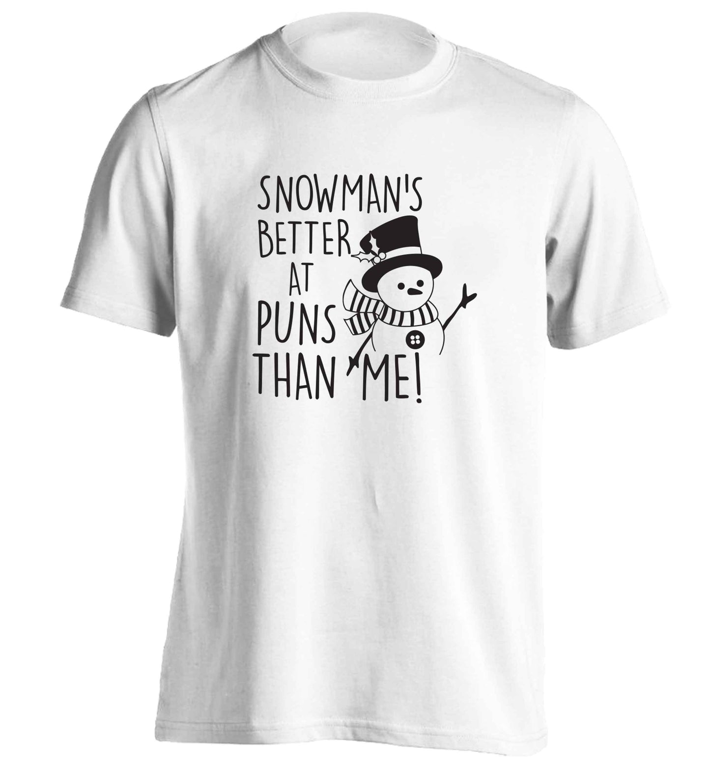 Snowman's Puns Me adults unisex white Tshirt 2XL