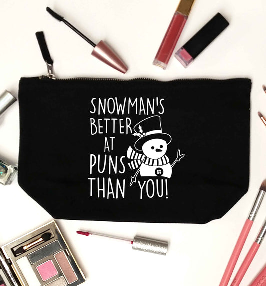 Snowman's Puns You black makeup bag