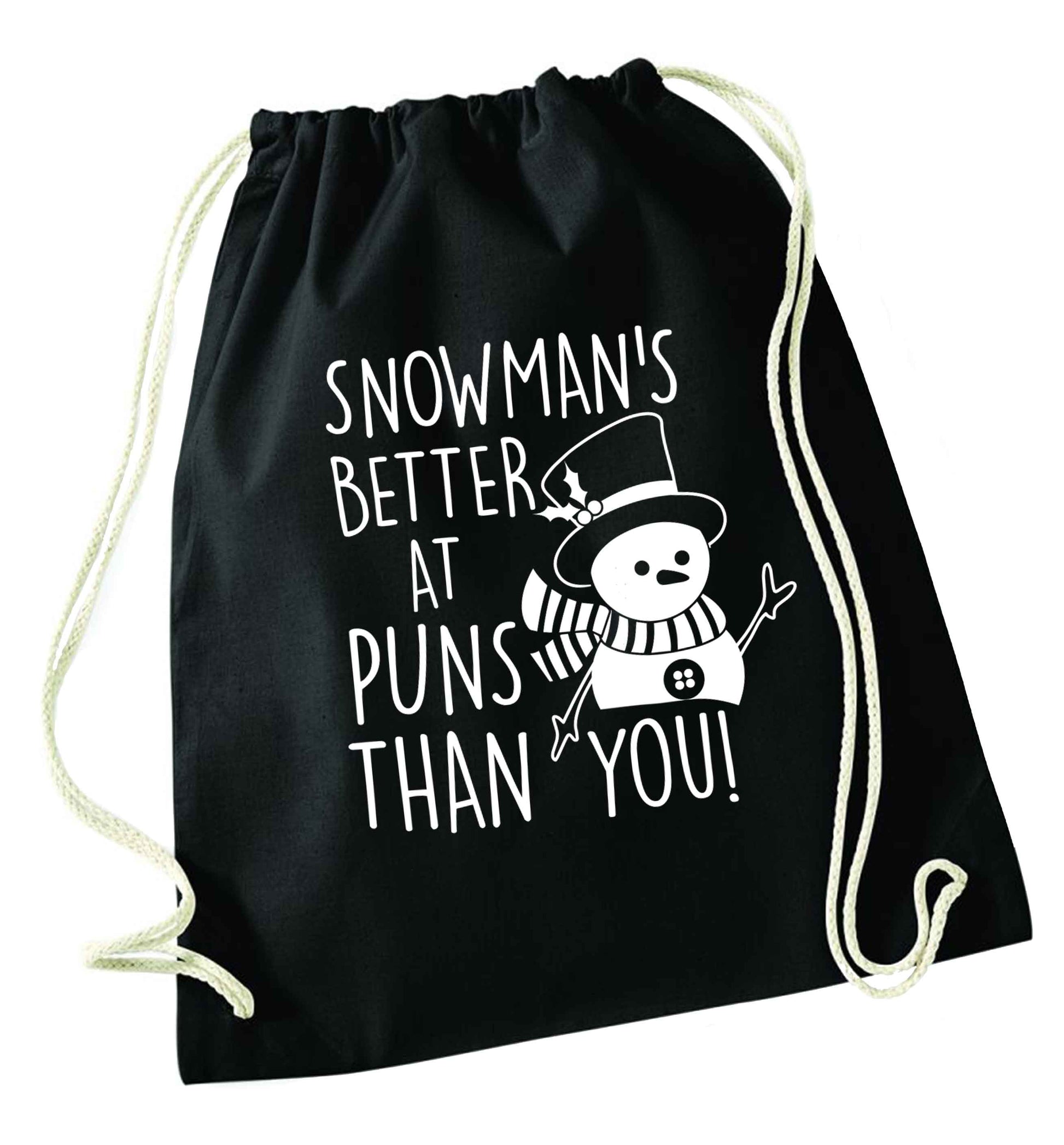 Snowman's Puns You black drawstring bag