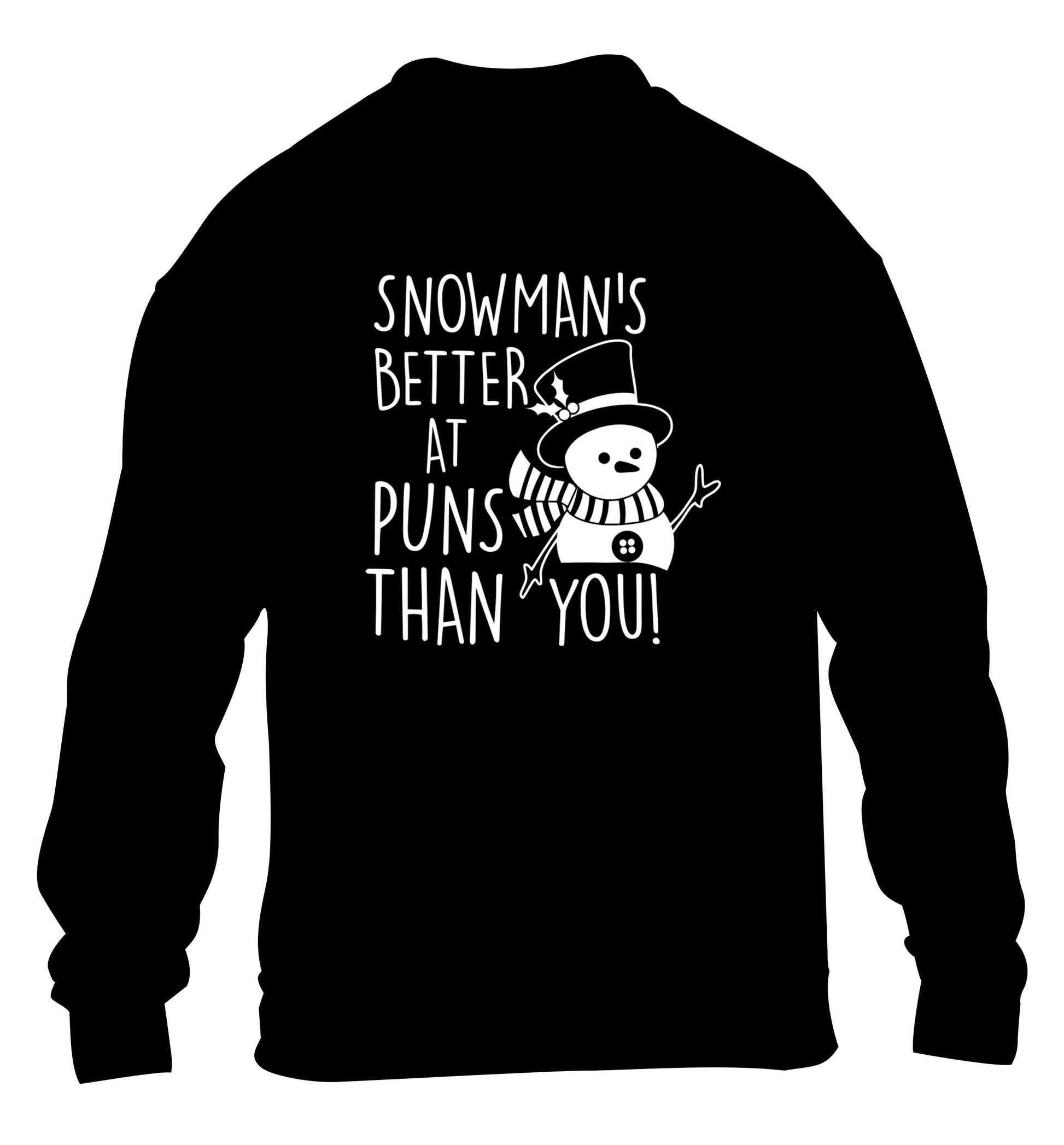 Snowman's Puns You children's black sweater 12-13 Years