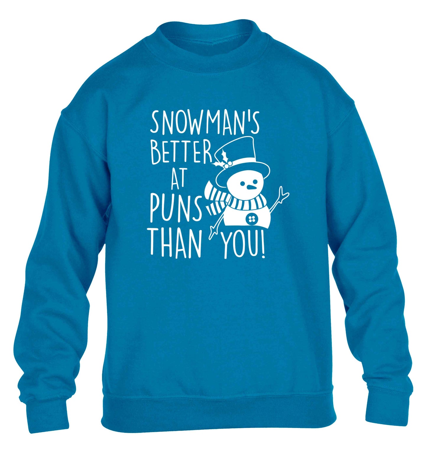 Snowman's Puns You children's blue sweater 12-13 Years