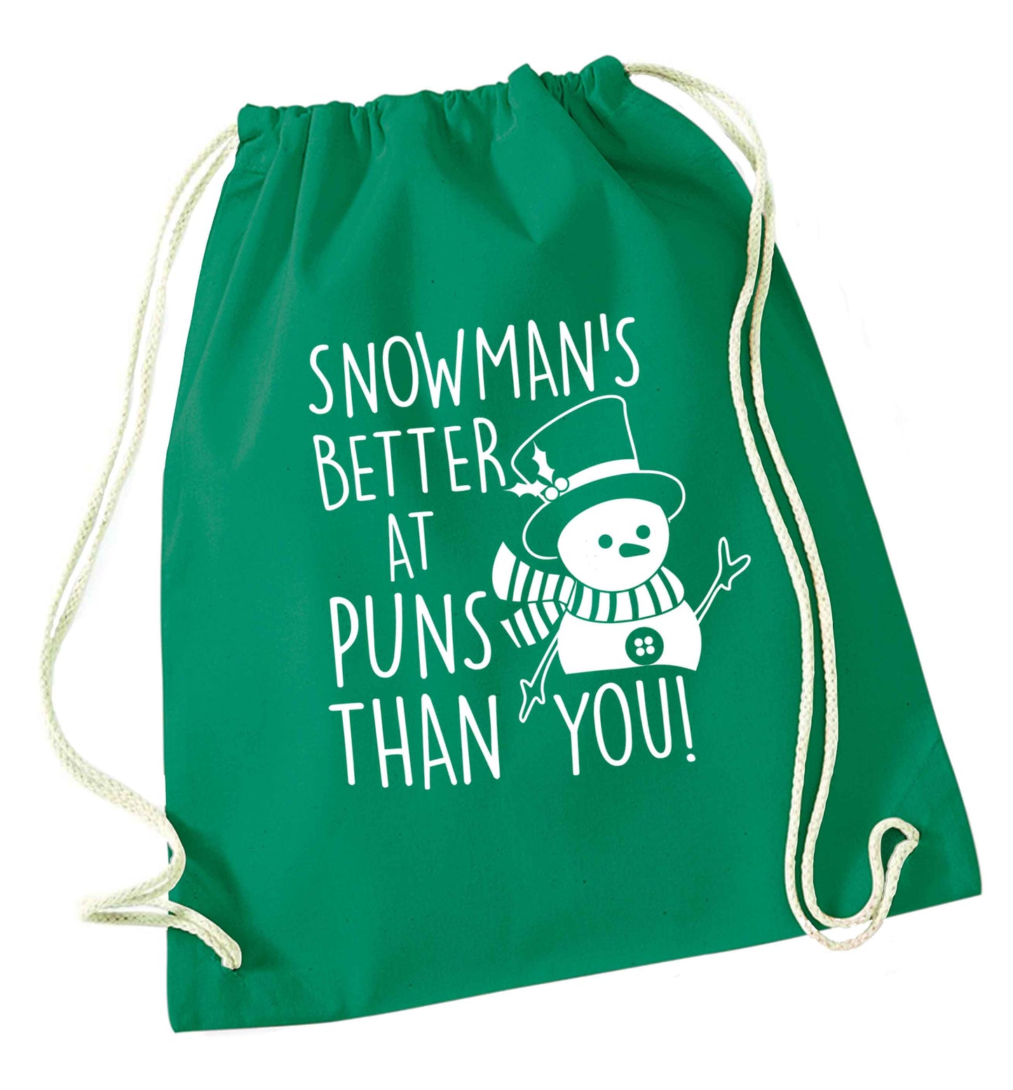 Snowman's Puns You green drawstring bag